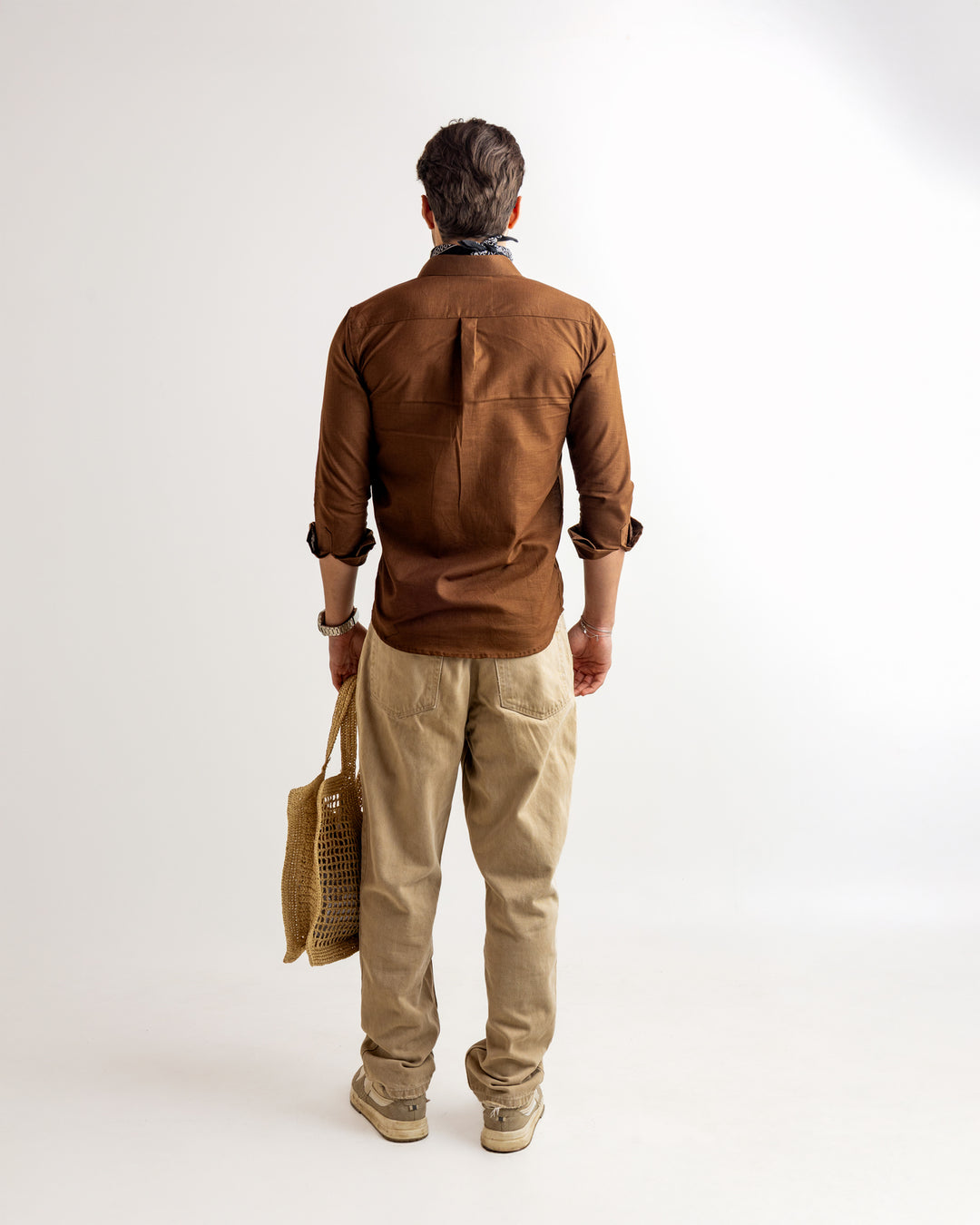 Brown Full Sleeve Linen Blended Shirt