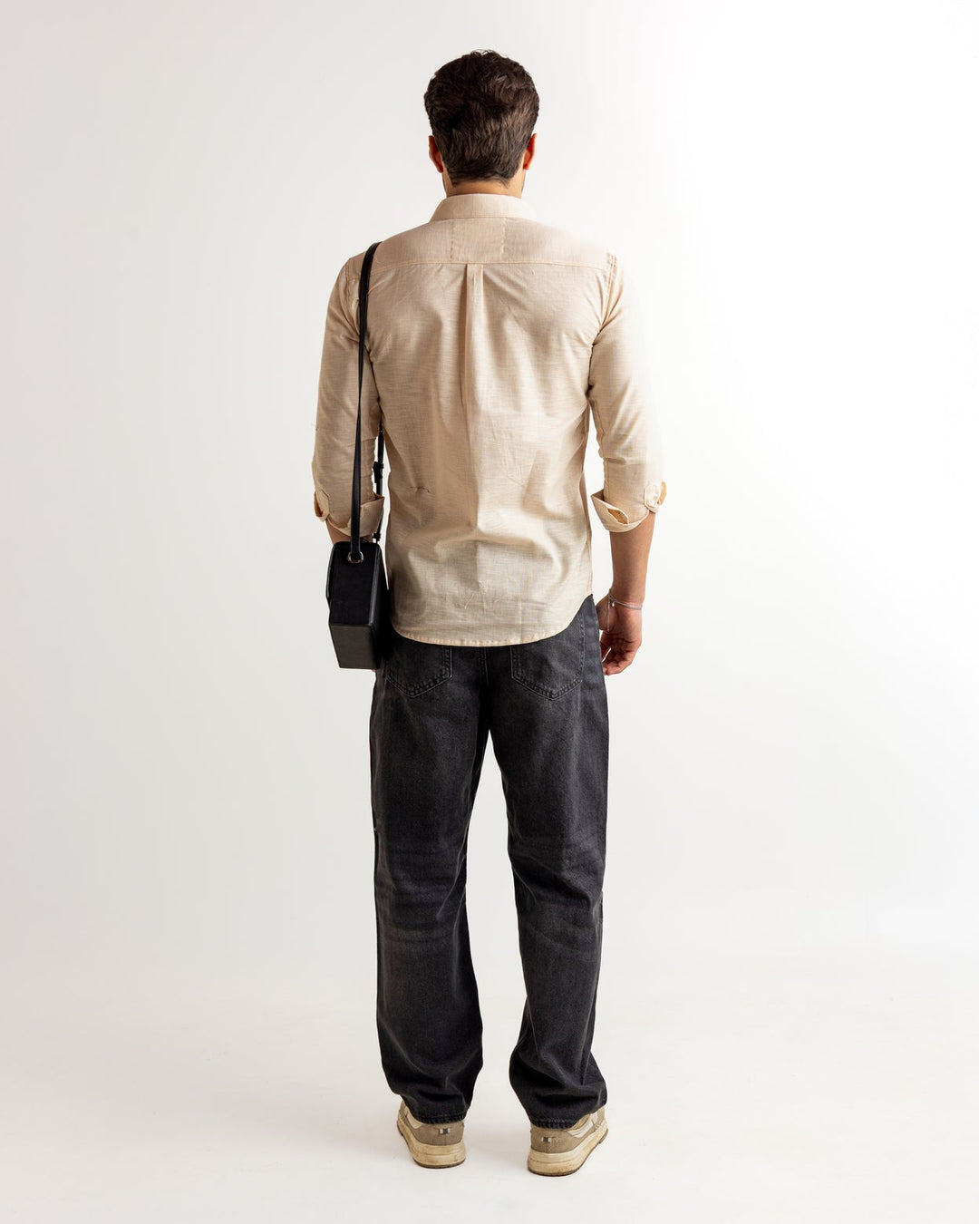 Cream Full Sleeve Linen Blended Shirt