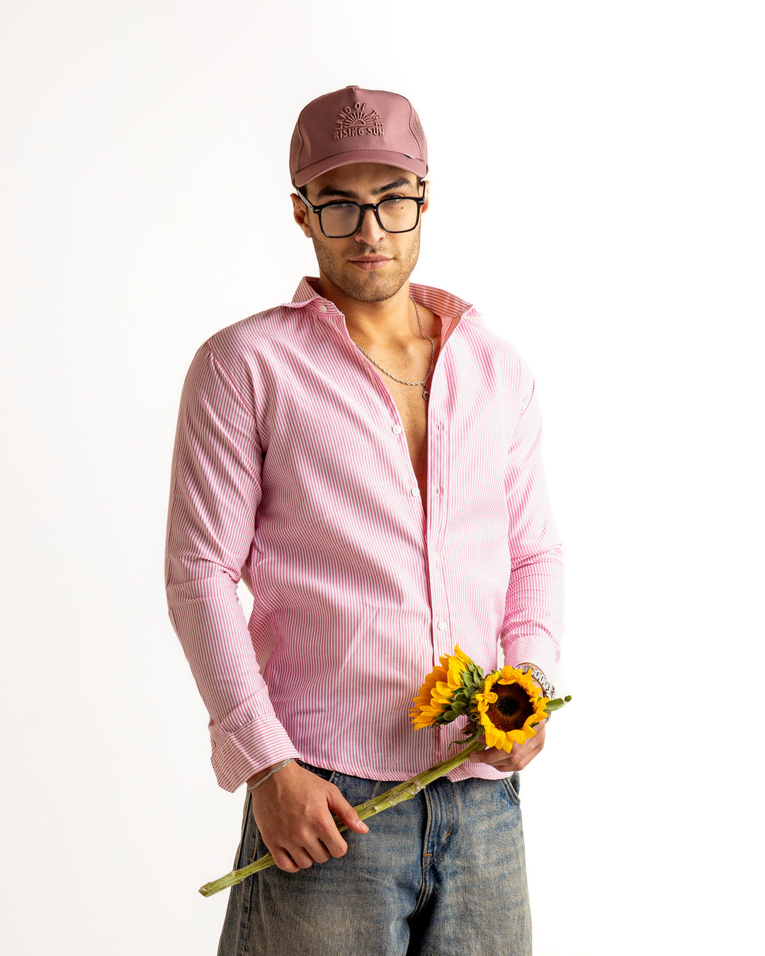 Pink Striped Full Sleeve Cotton Shirt