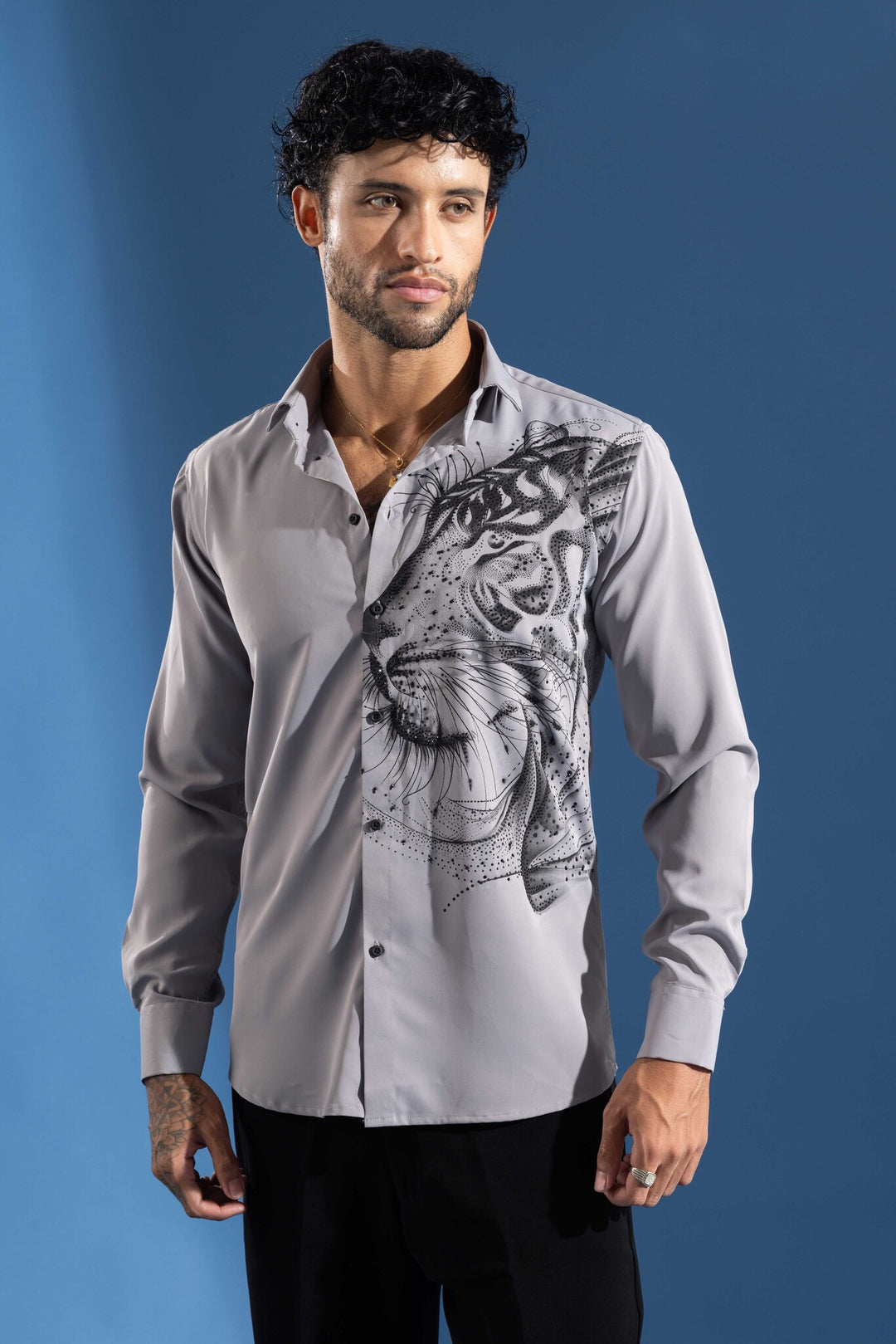 Grey shirt designed for a bold, premium statement look