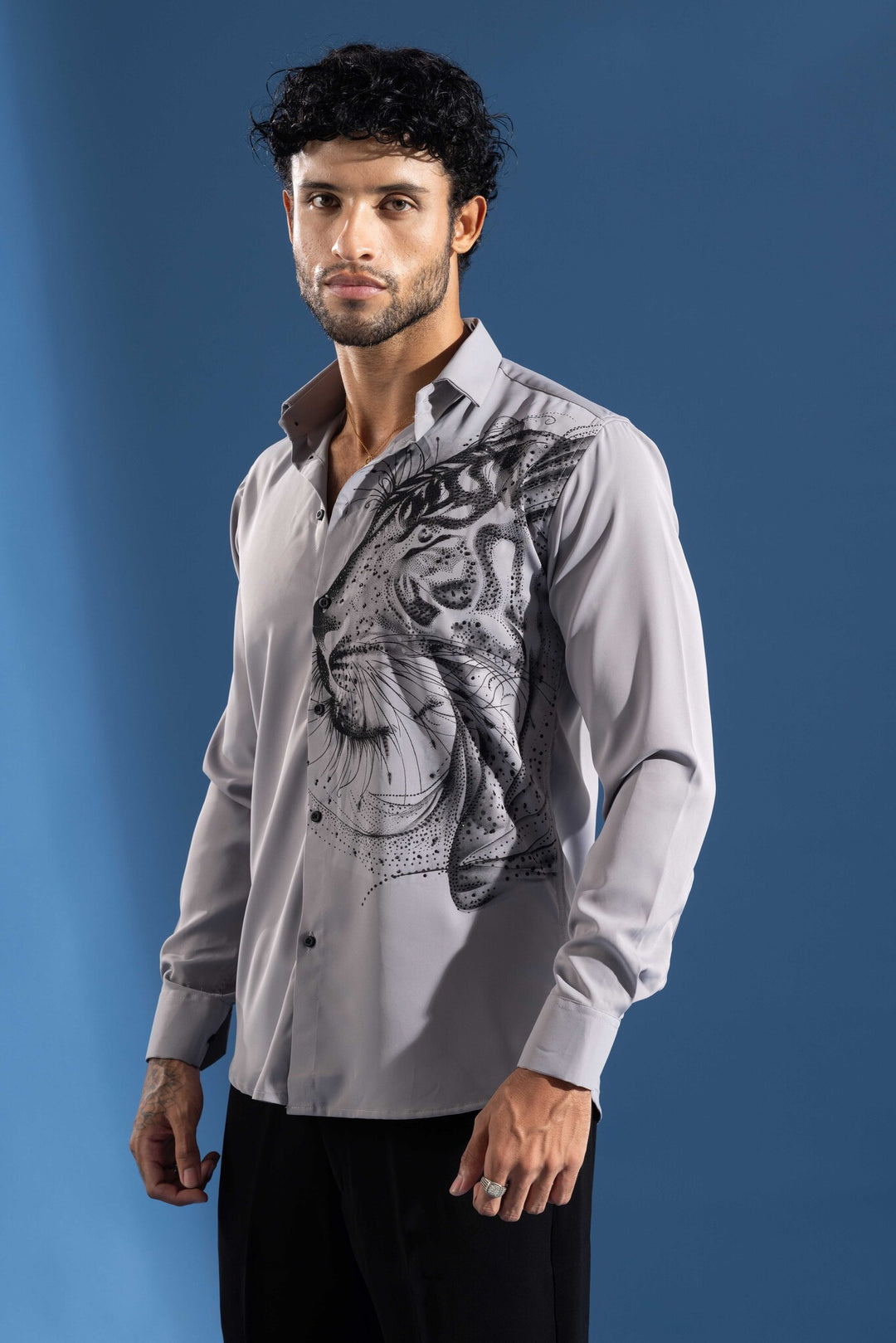 Grey shirt designed for a bold, premium statement look