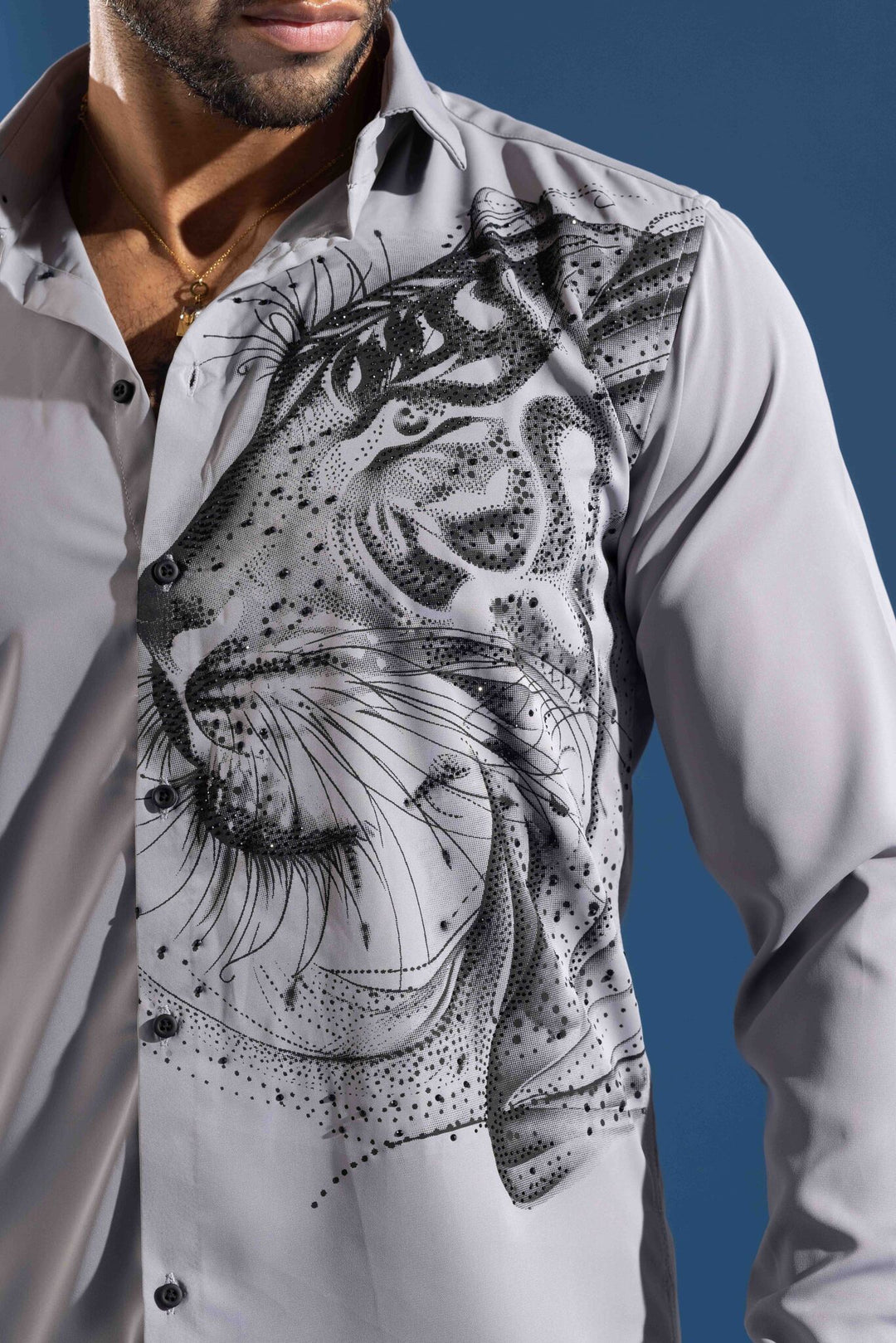 Grey shirt designed for a bold, premium statement look