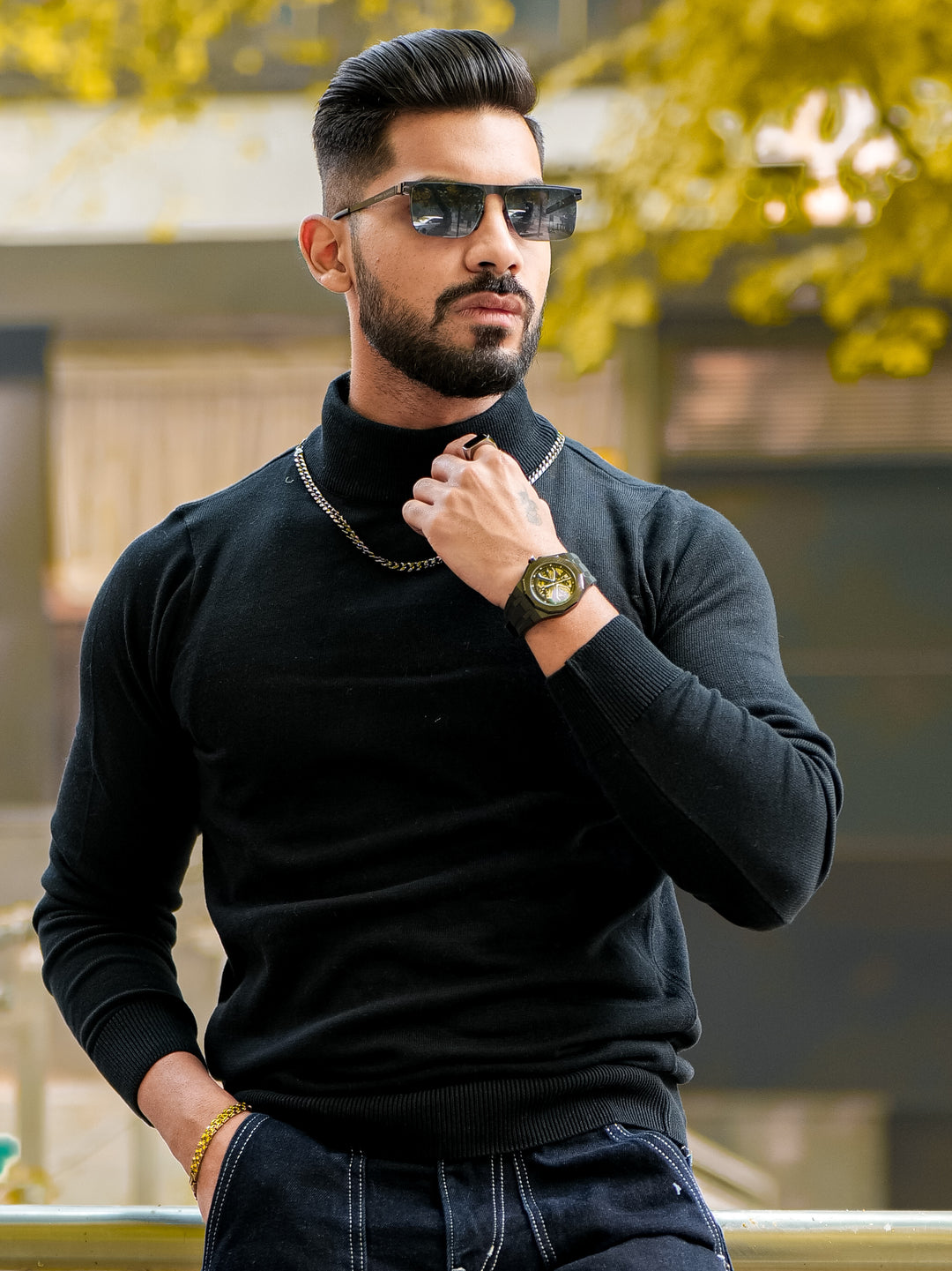 Black High Neck Sweater - Main Image