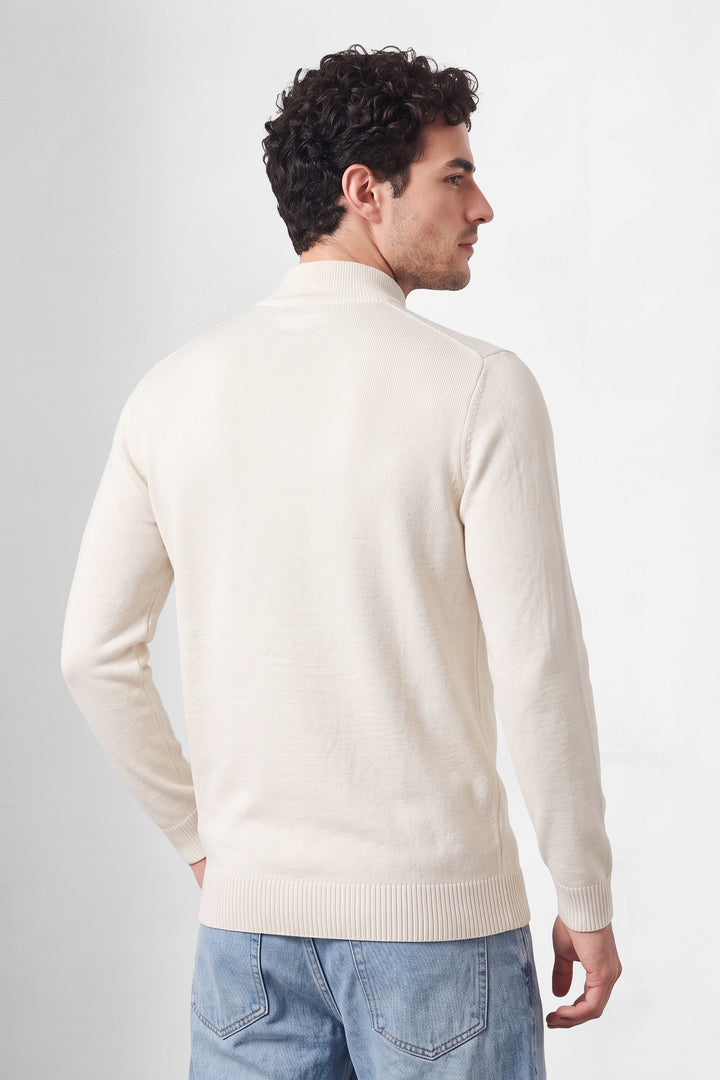 White Mock Neck Full Sleeve Pullover
