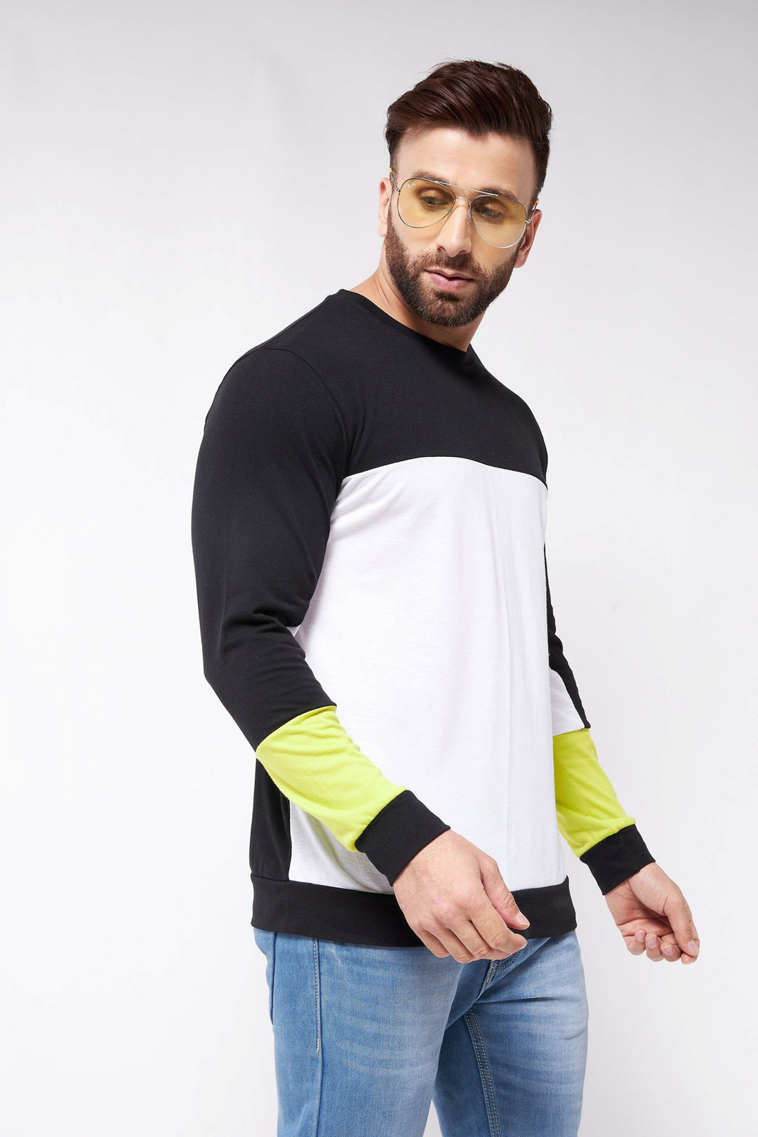 Oversized Black and White Color Block  T-Shirt