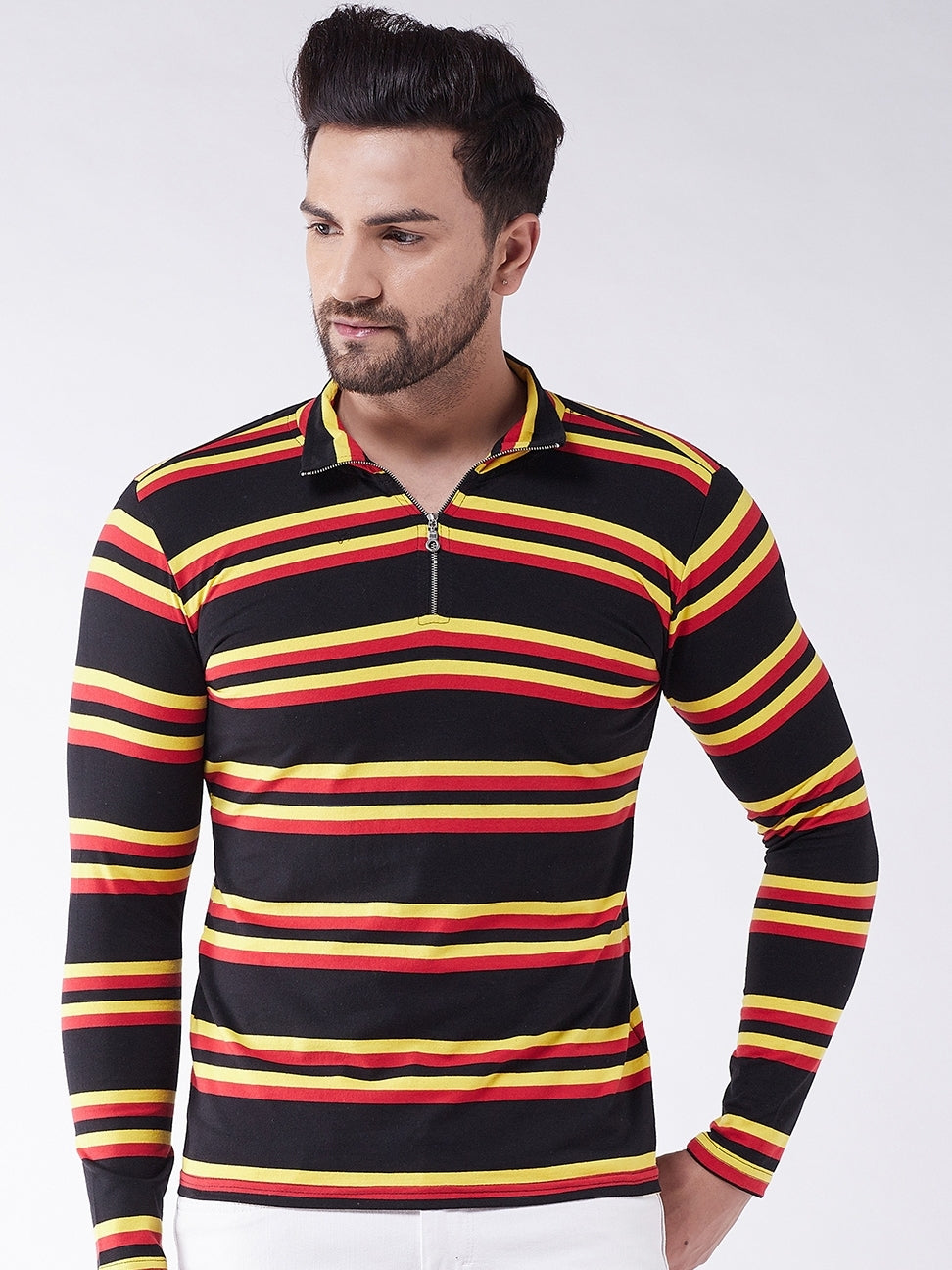 Black/Red/Yellow Zipper Striper Tshirt