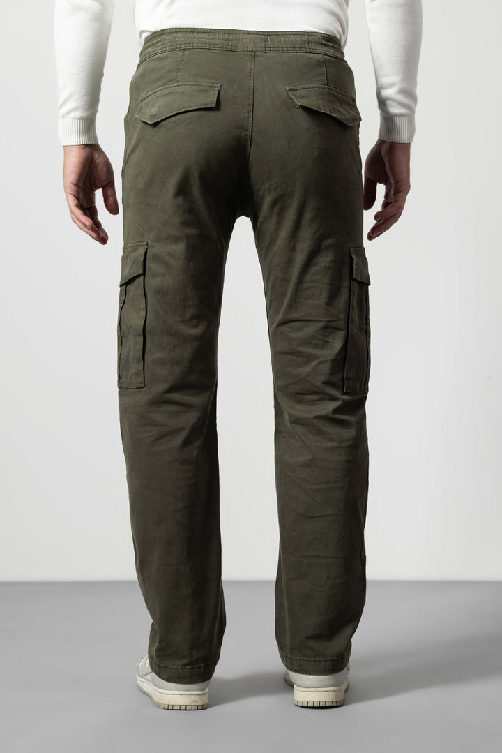 Olive Silm Fit Cotton Cargo Pants