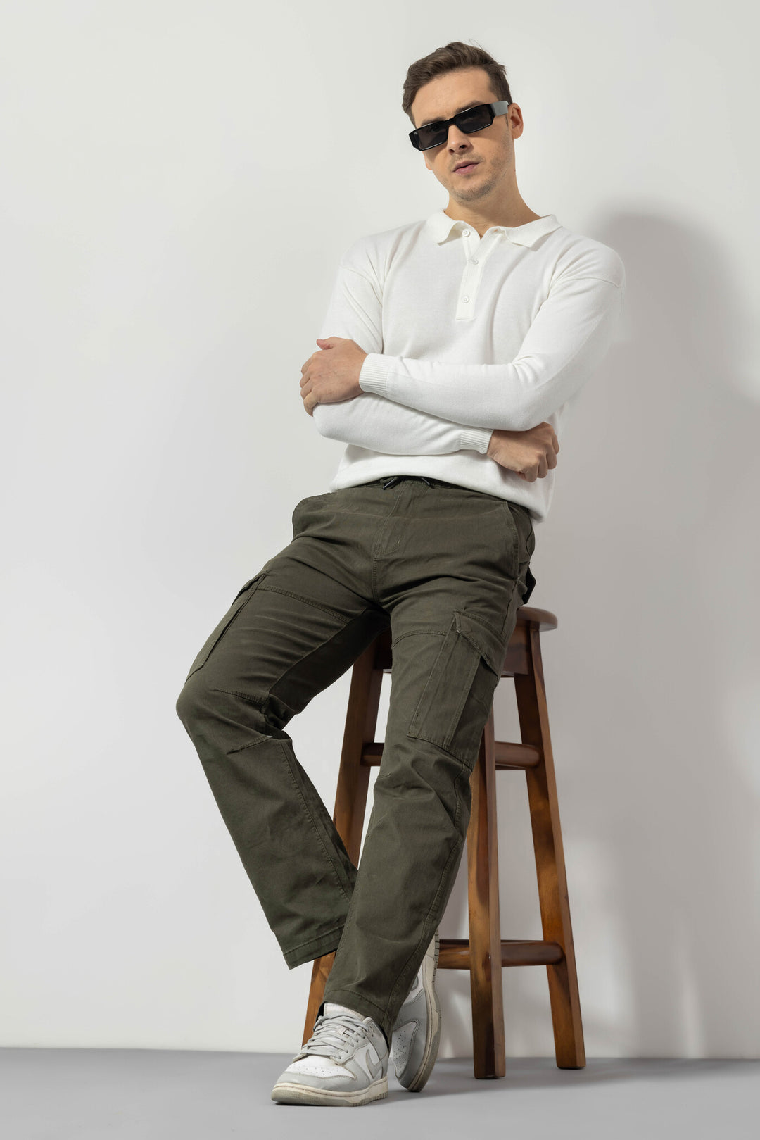 Olive Silm Fit Cotton Cargo Pants