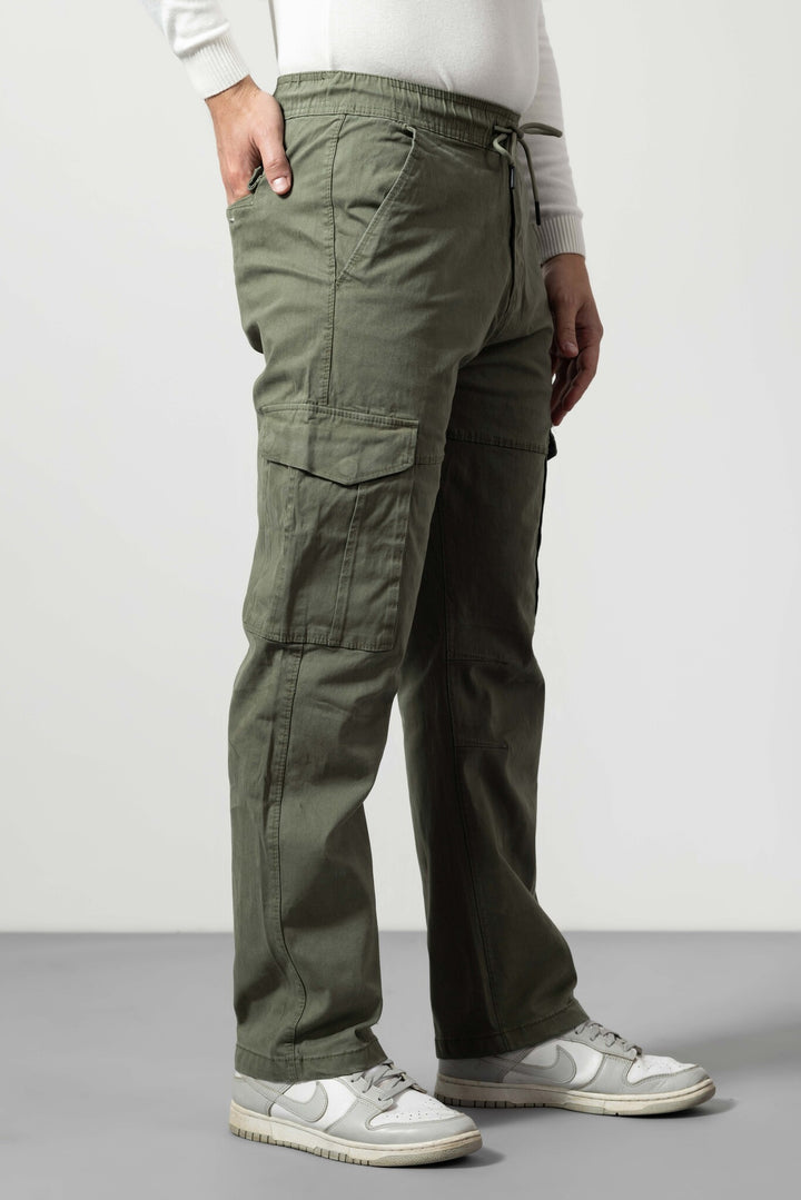 Green Slim Fit Cotton Pants