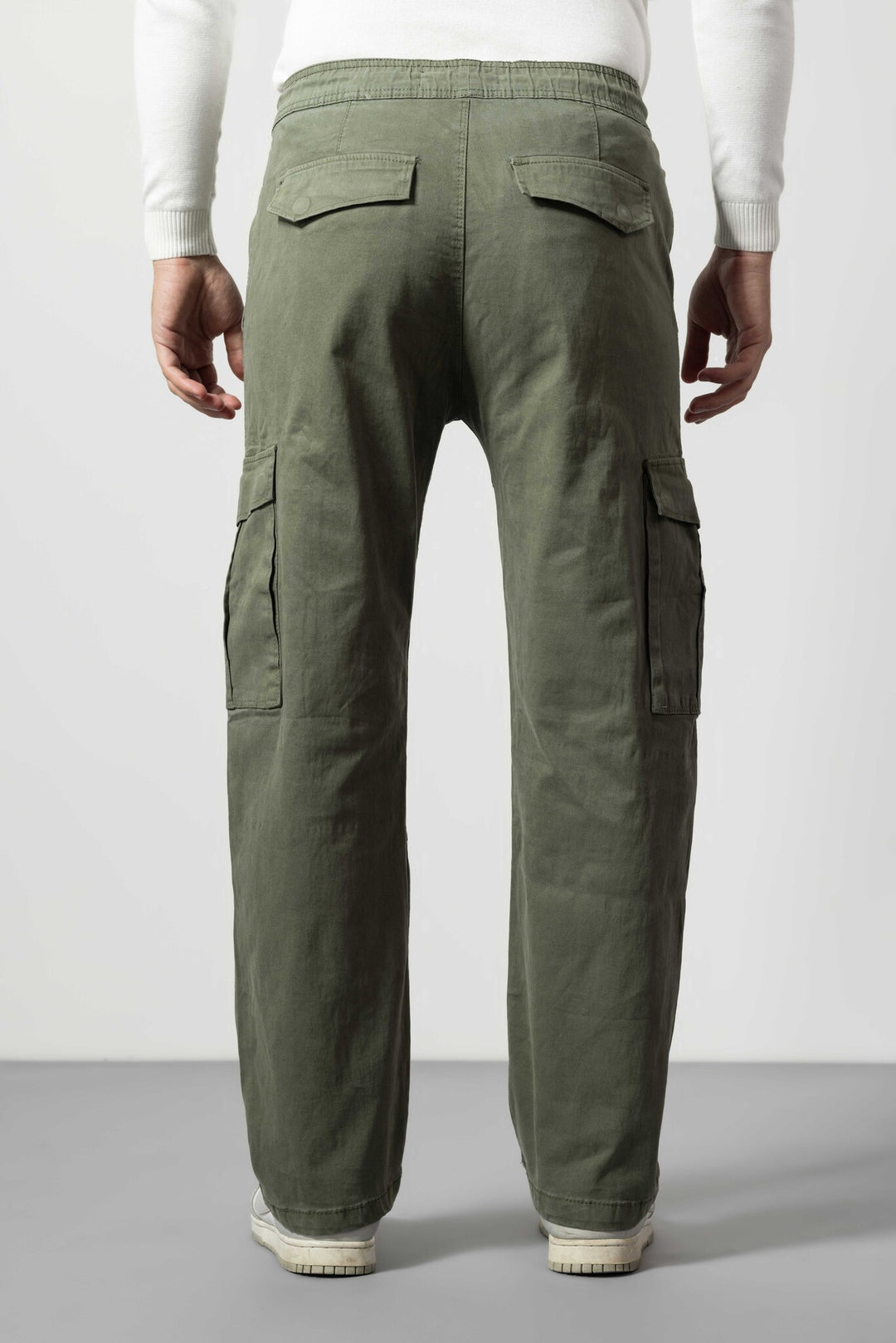 Green Slim Fit Cotton Pants