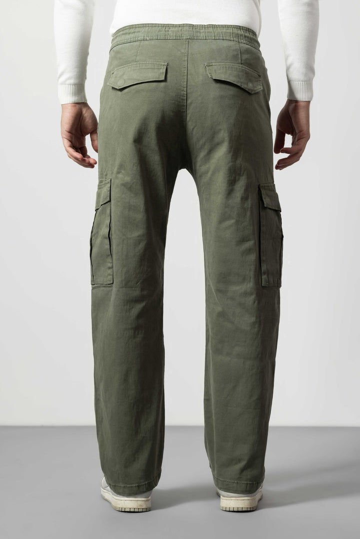 Green Slim Fit Cotton Pants