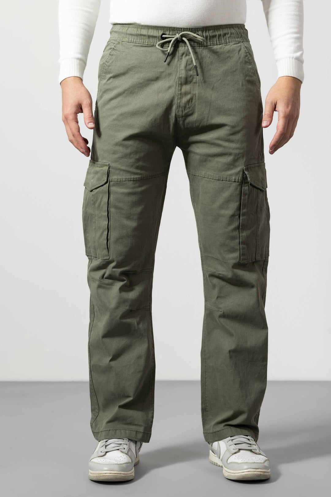 Green Slim Fit Cotton Pants