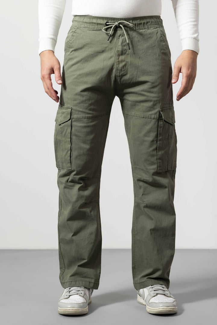 Green Slim Fit Cotton Pants