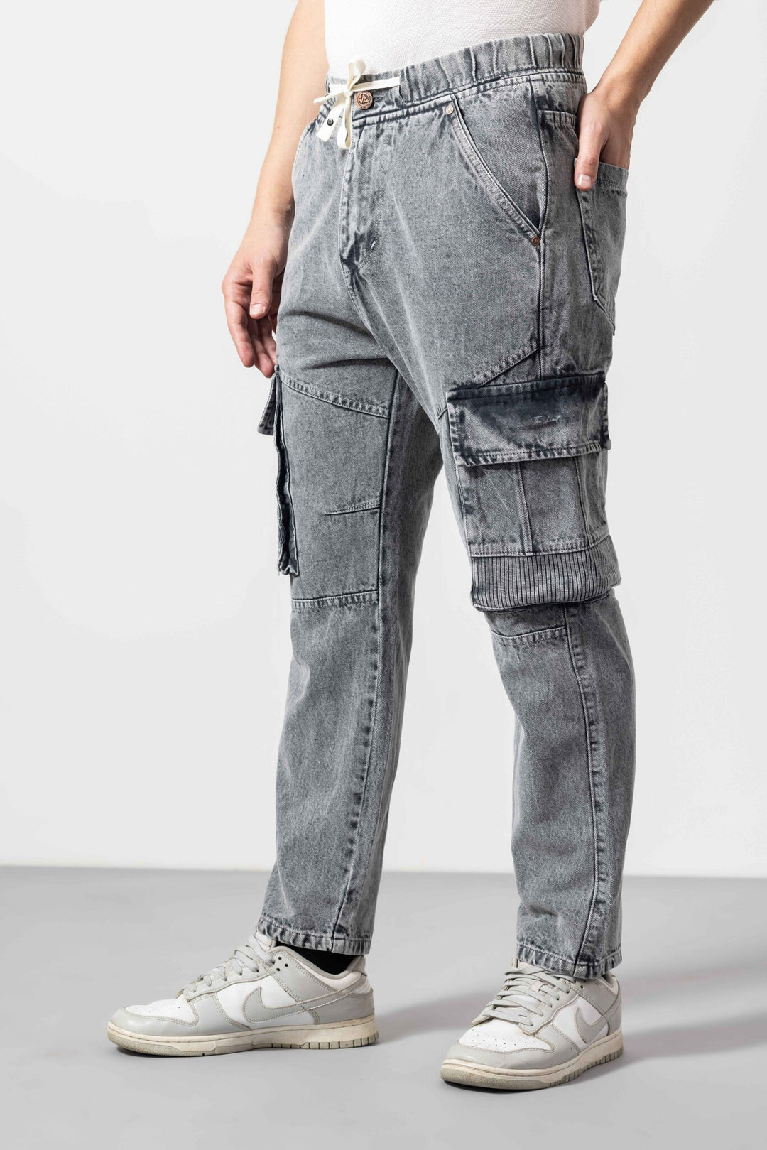 Grey Men Denim Cargo Pant