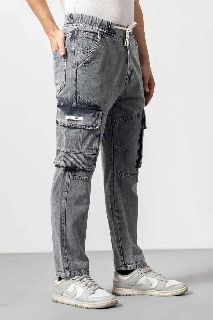 Grey Men Denim Cargo Pant