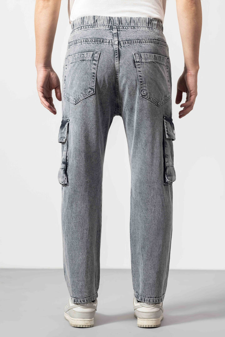 Grey Men Denim Cargo Pant