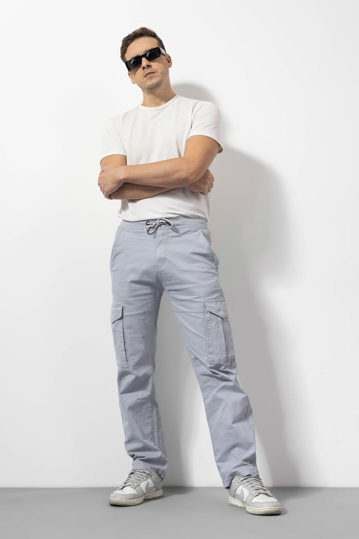 Light Grey Cotton Cargo Pants