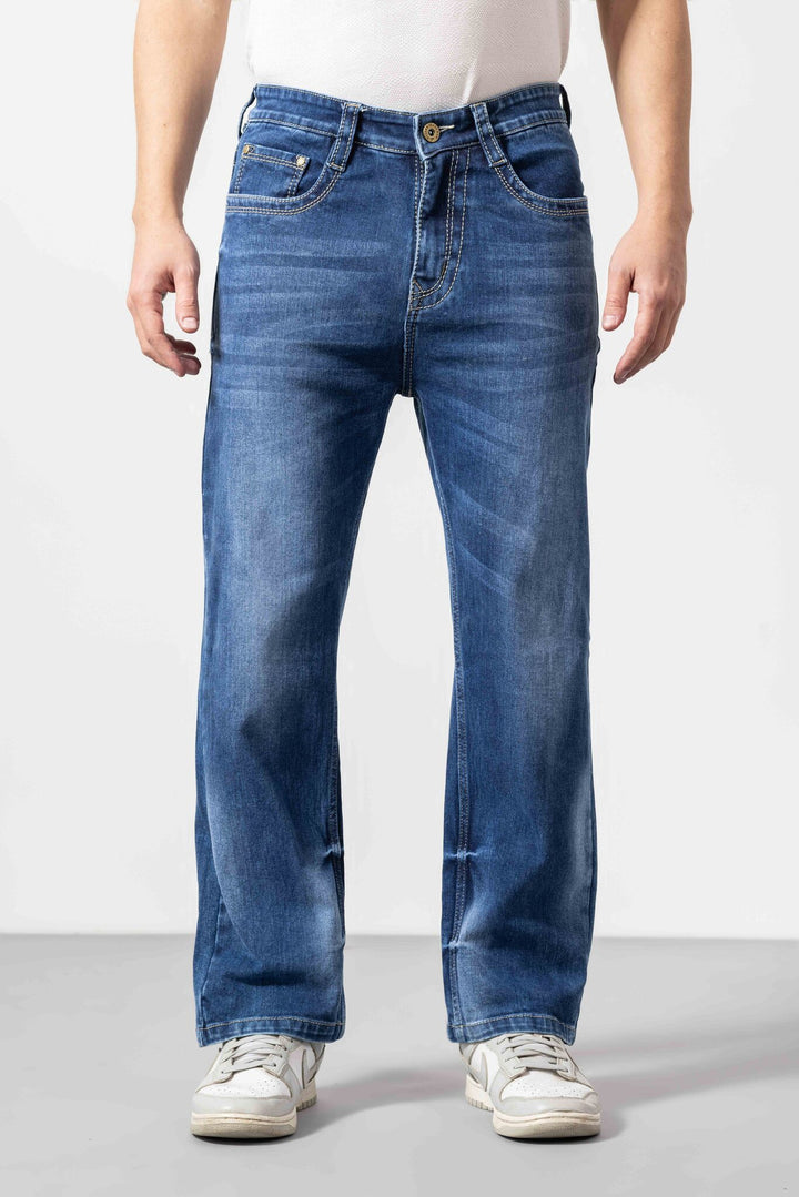 Straight Fit Blue Washed Jeans