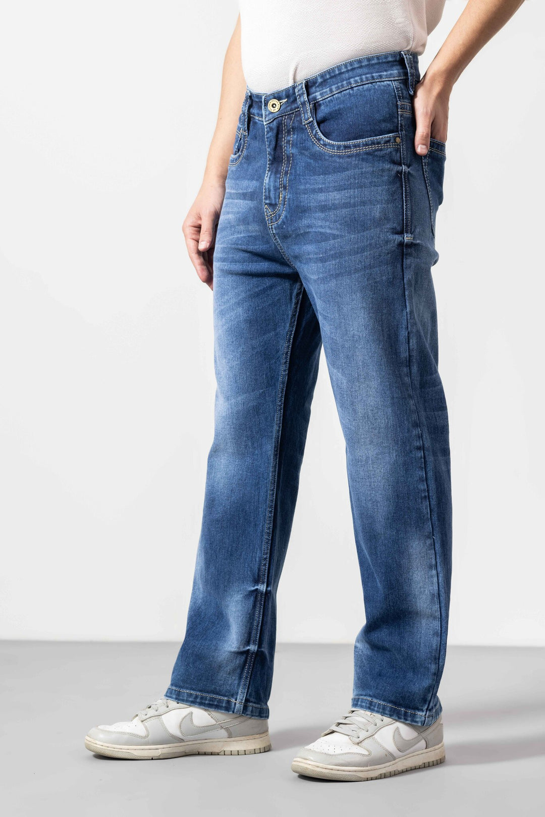 Straight Fit Blue Washed Jeans