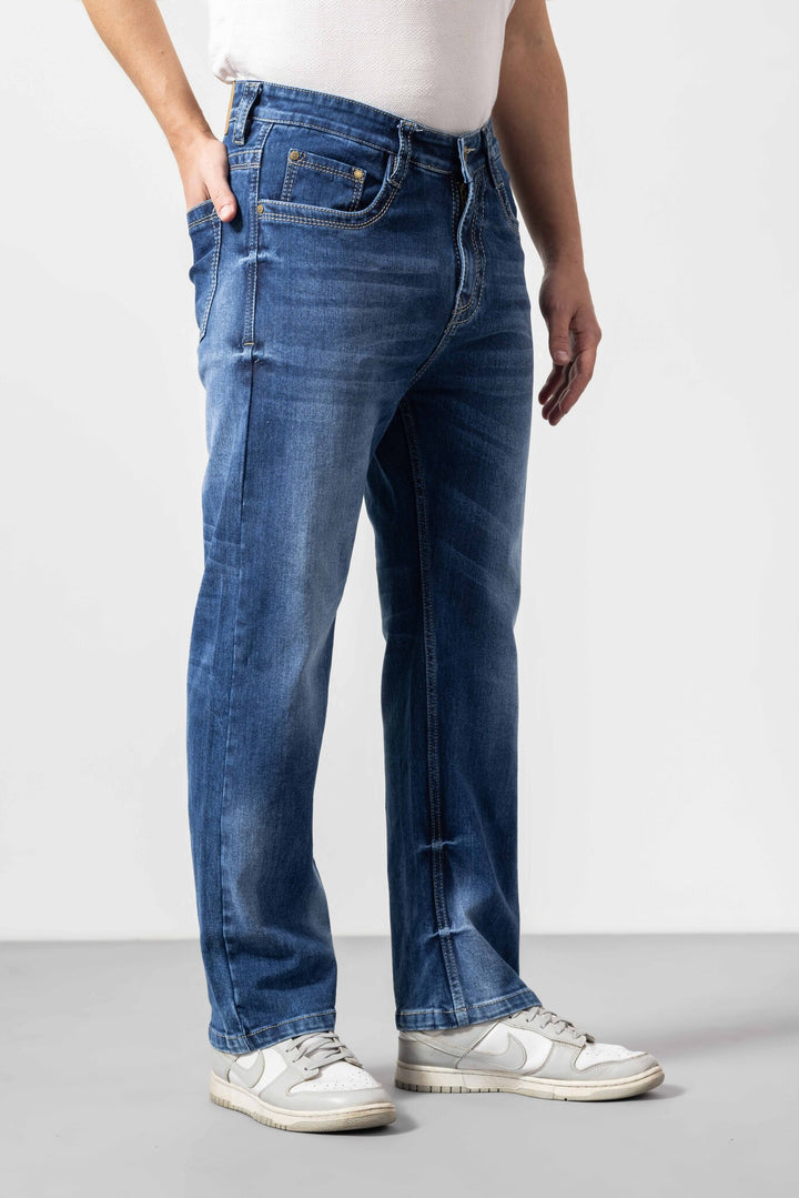 Straight Fit Blue Washed Jeans