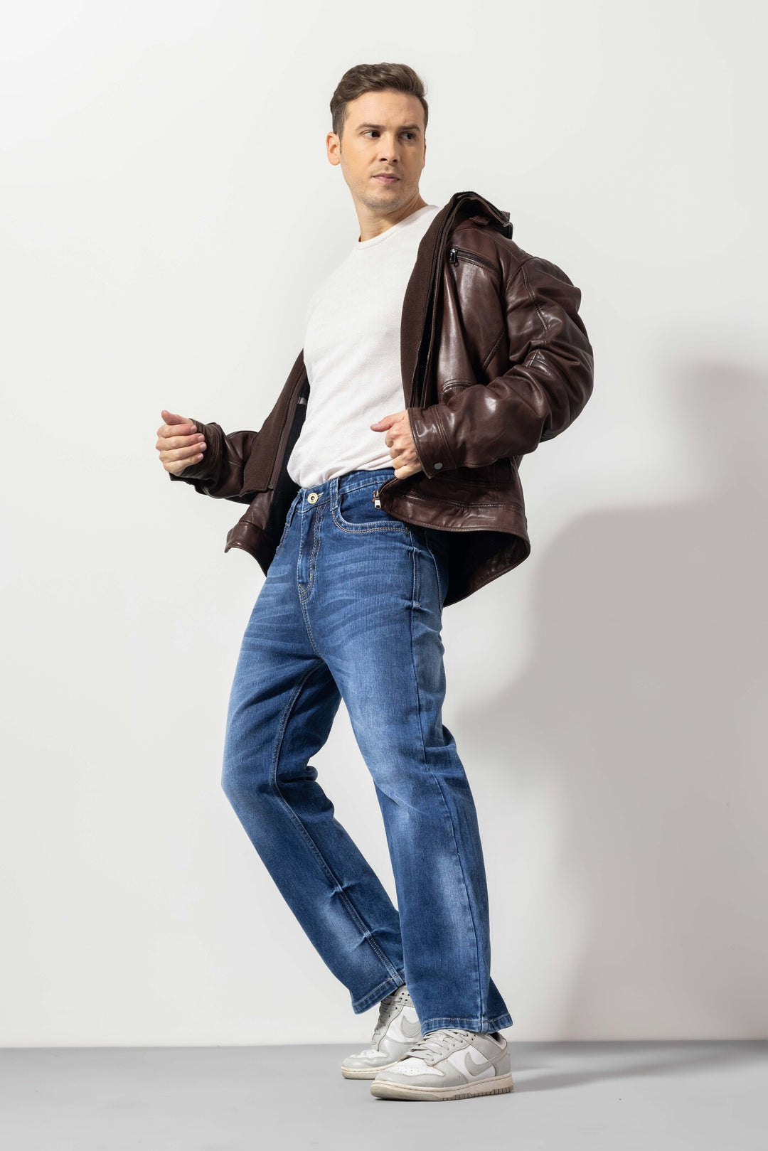 Straight Fit Blue Washed Jeans