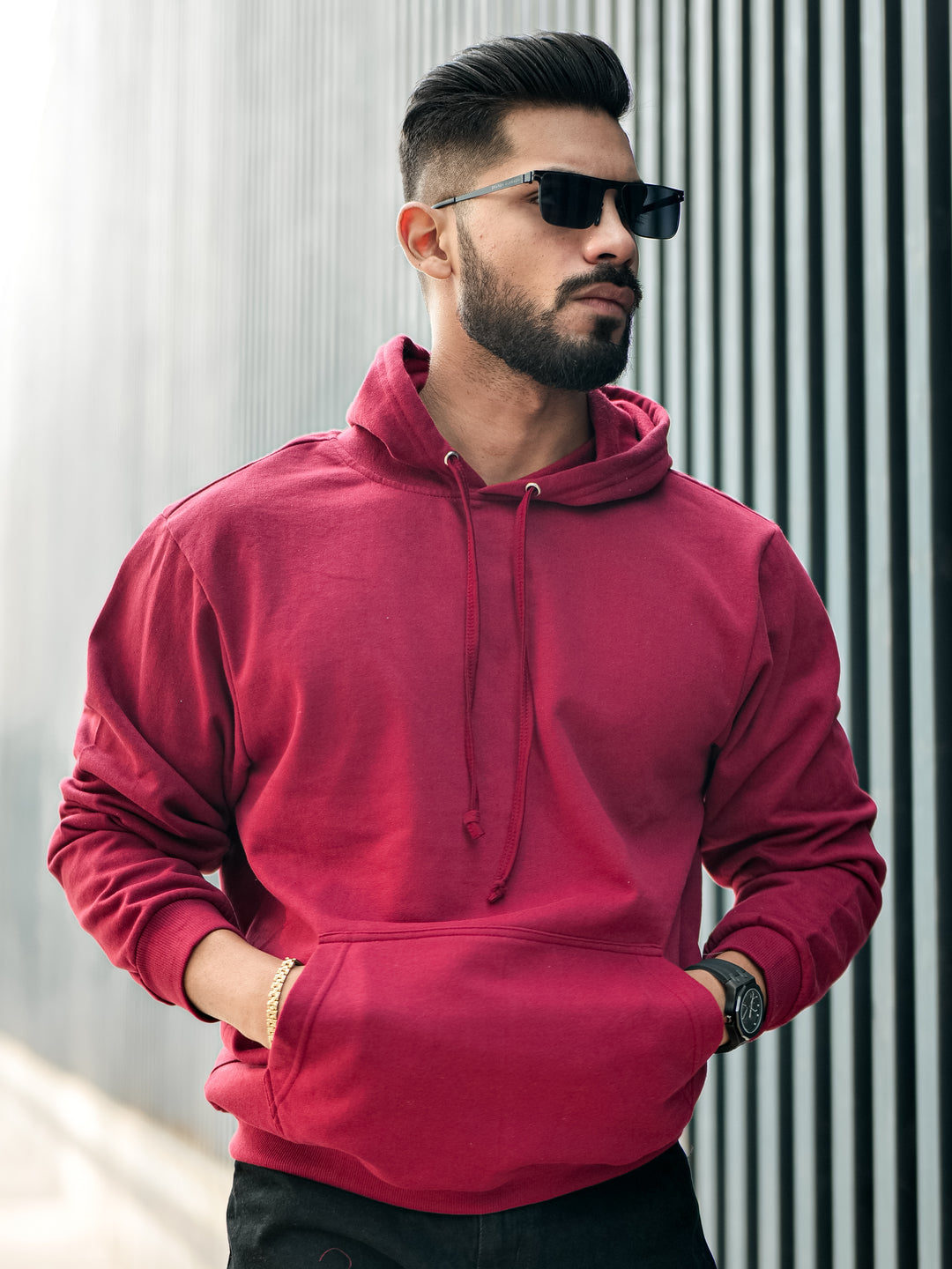 Maroon Weekday Standard Kangaroo Pocket Hoodie