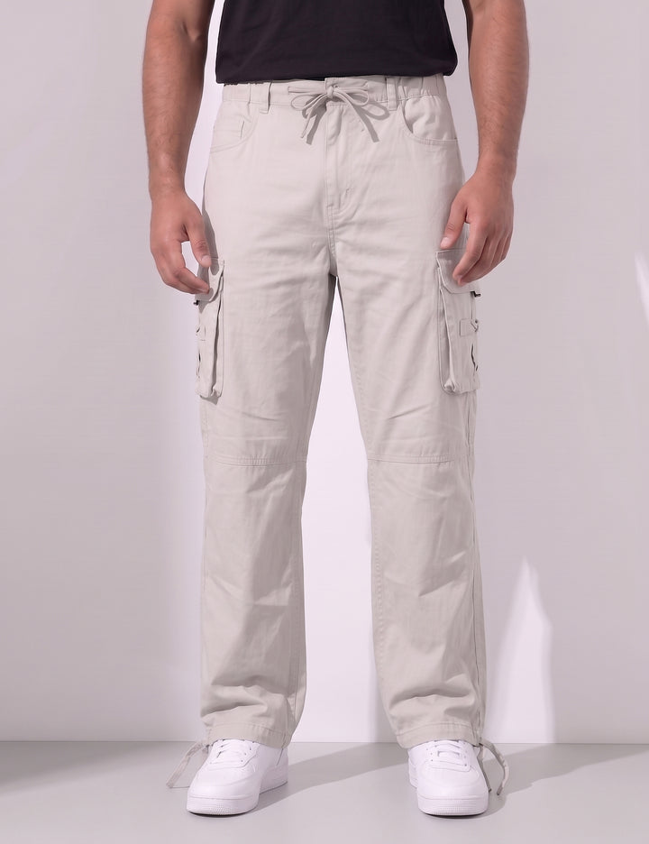 Cream Multi-Pocket Cargo Pant