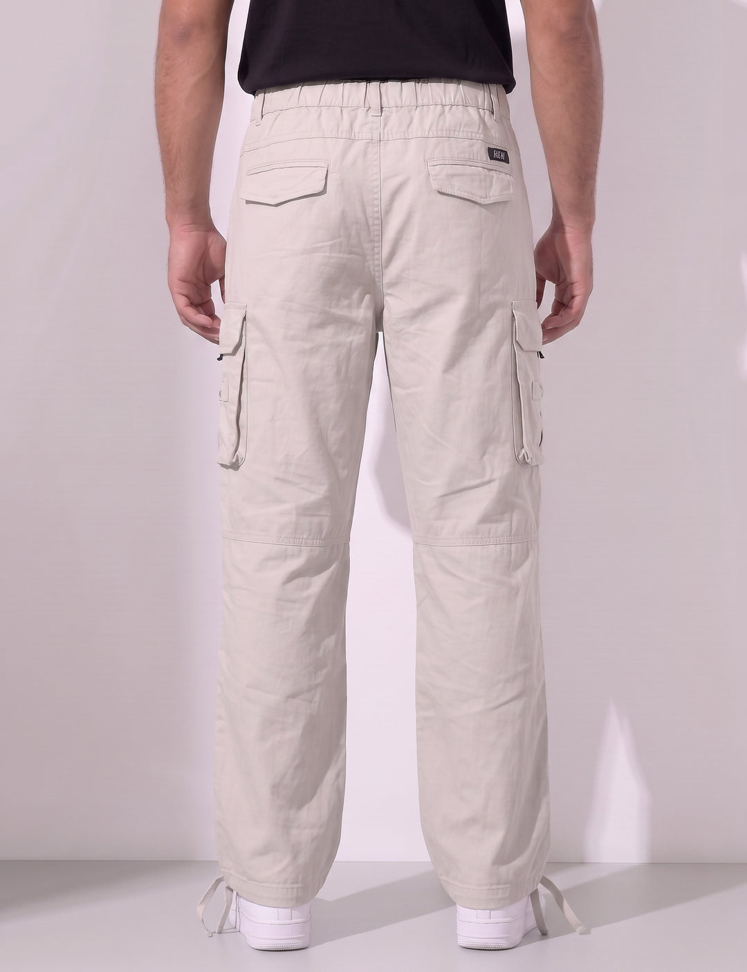 Cream Multi-Pocket Cargo Pant