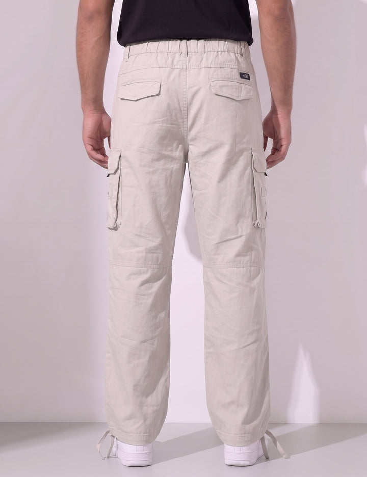 Cream Multi-Pocket Cargo Pant