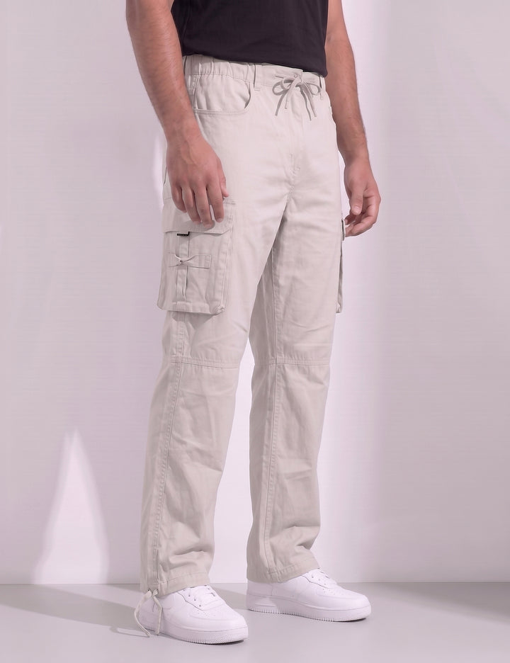 Cream Multi-Pocket Cargo Pant