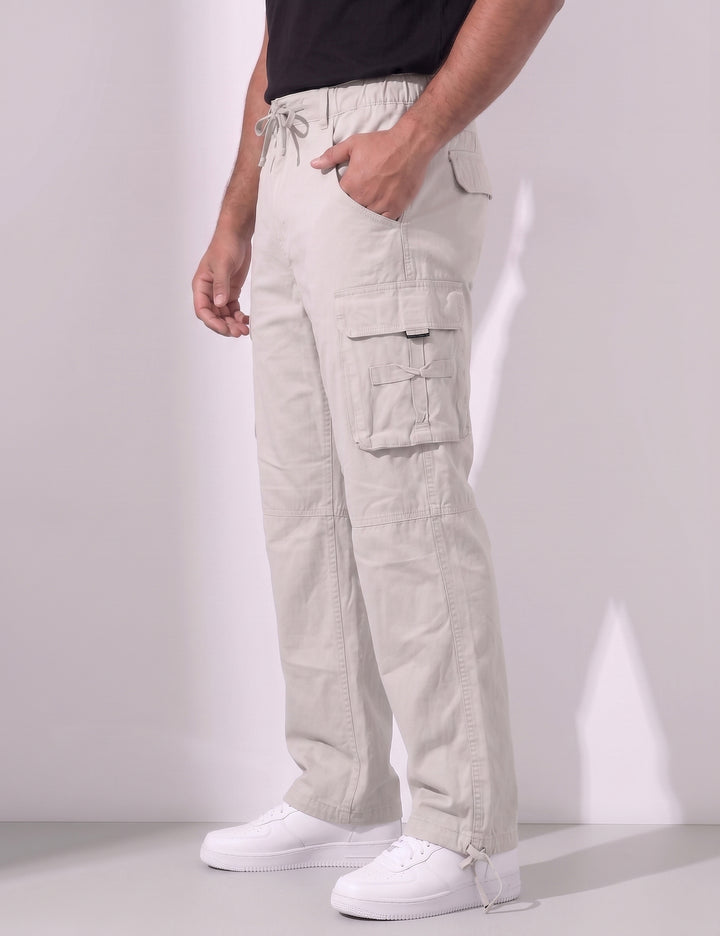 Cream Multi-Pocket Cargo Pant