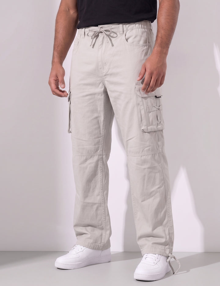 Cream Multi-Pocket Cargo Pant