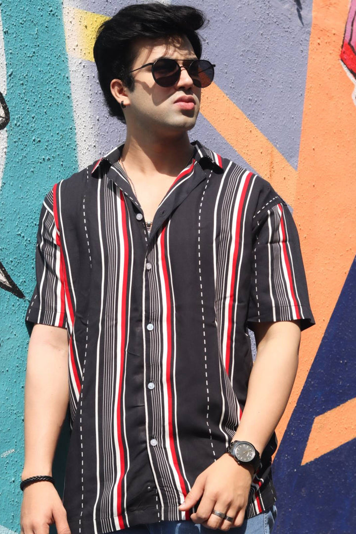 Ray Stripe Oversized Black Shirt