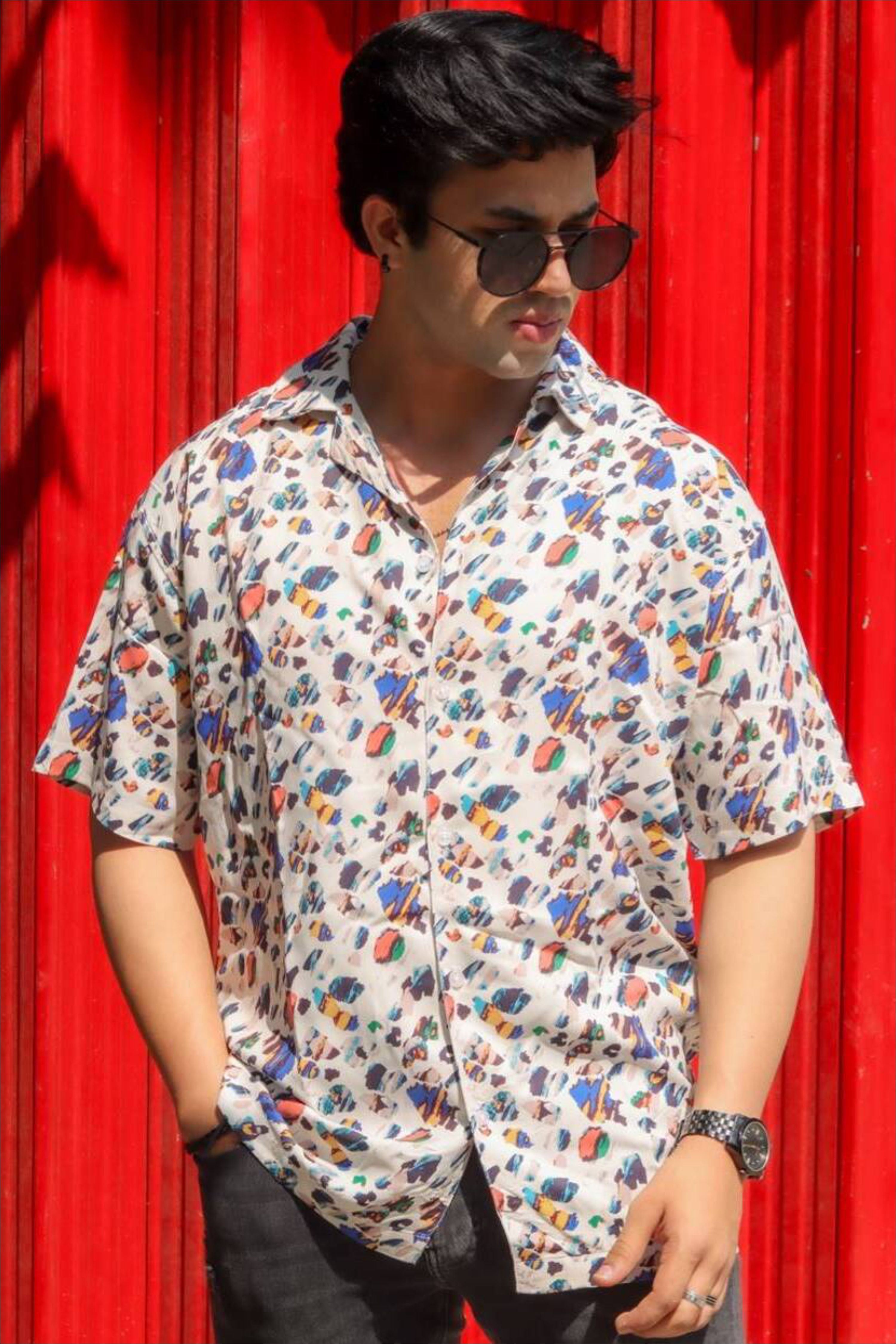 White Oversized Printed Shirt