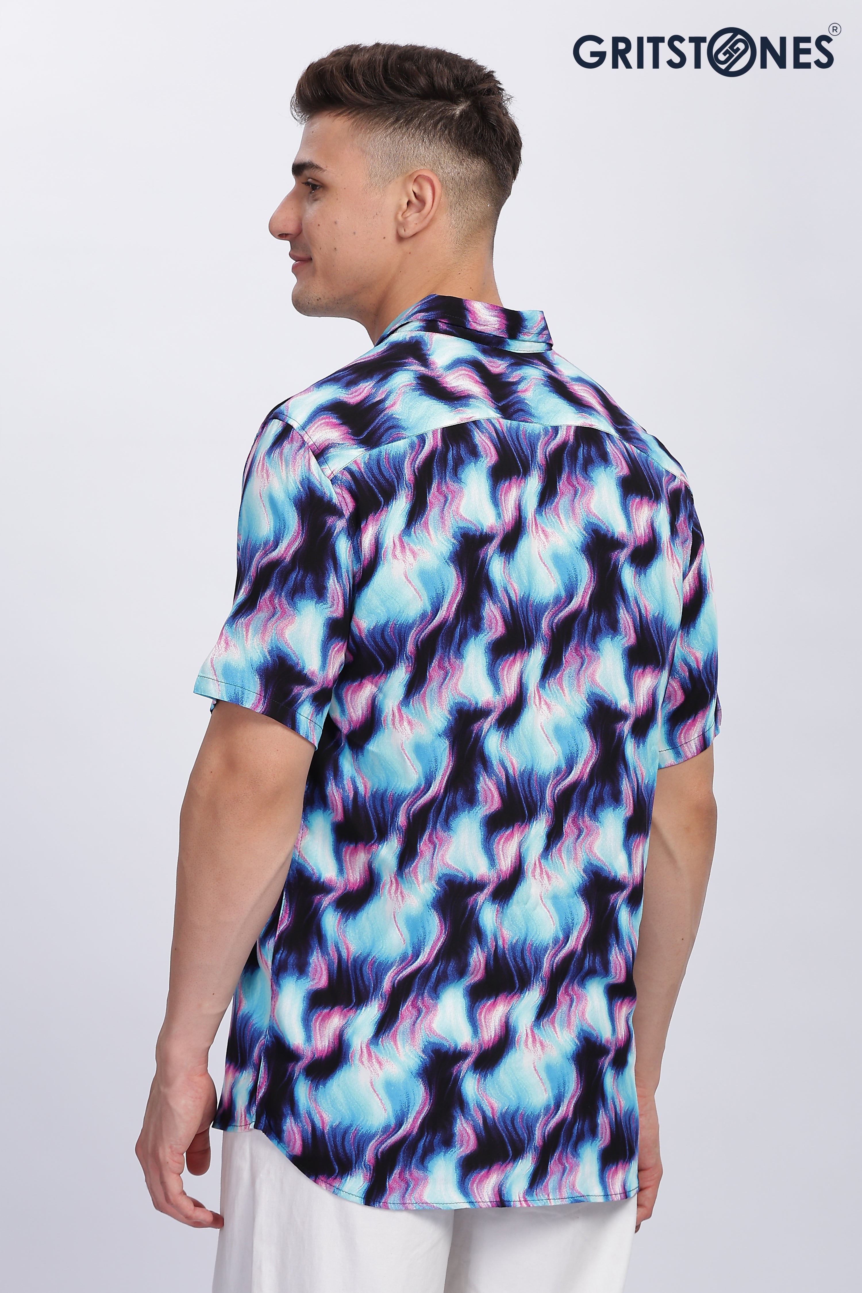 Azure Blue Printed Shirt