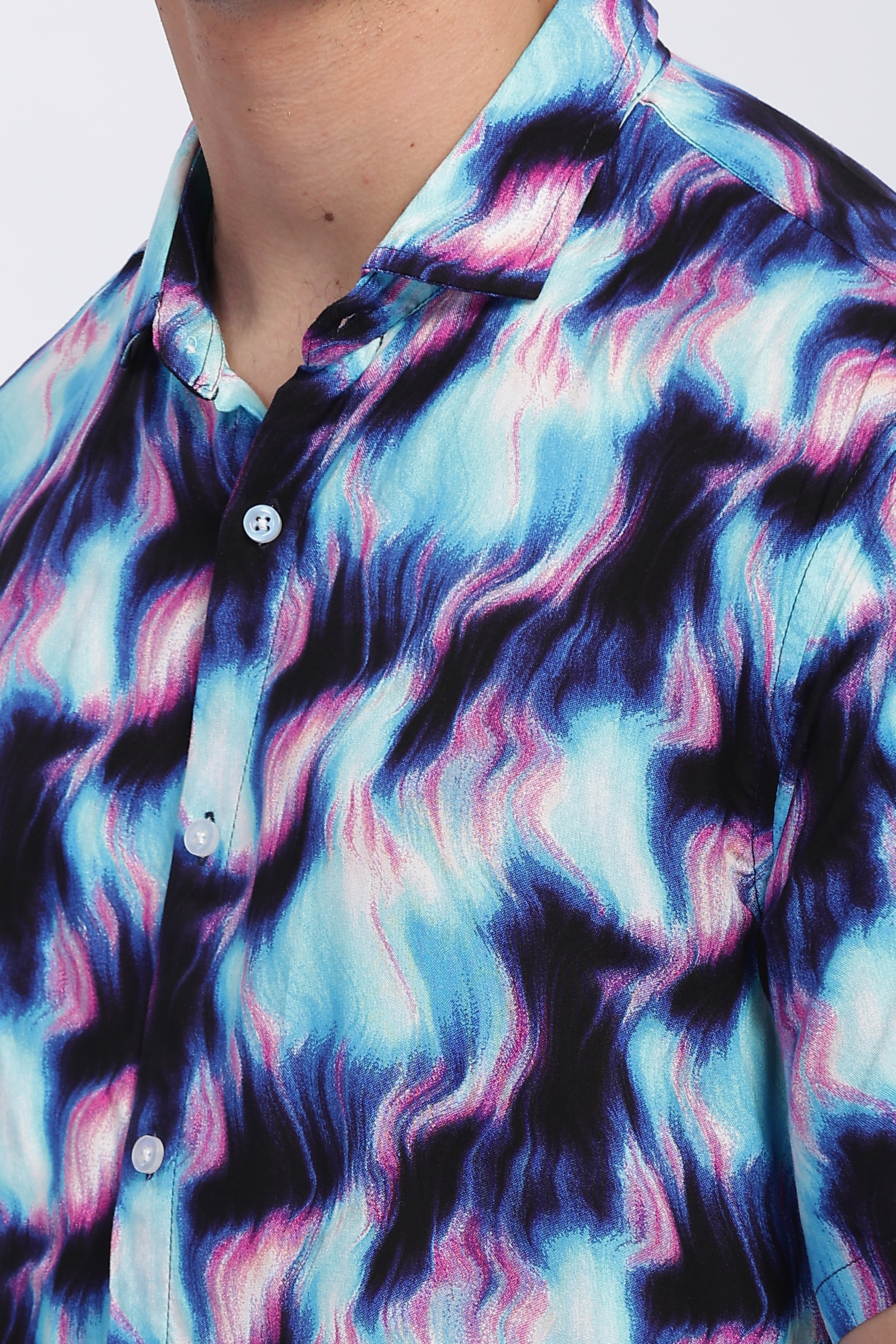 Azure Blue Printed Shirt