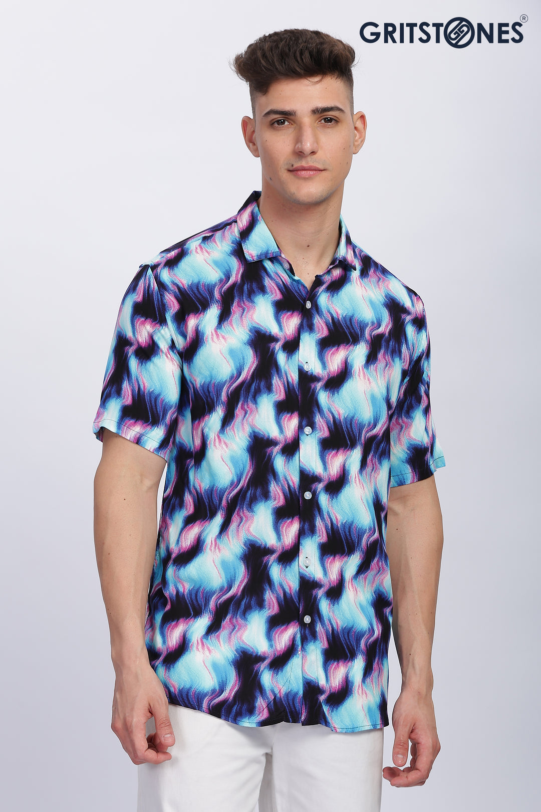 Azure Blue Printed Shirt