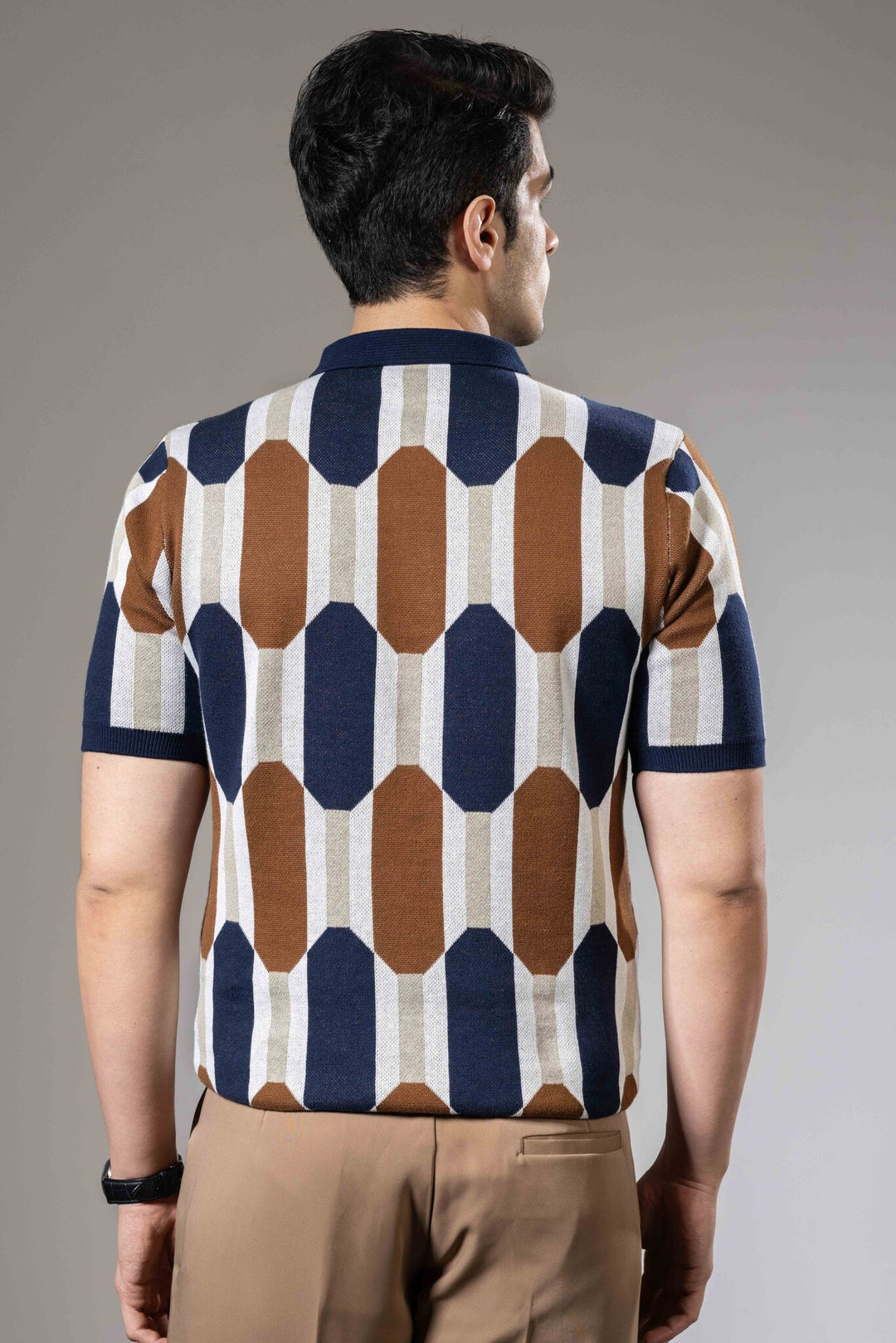 Grey Blue Premium Flat Knit Polo T-Shirt