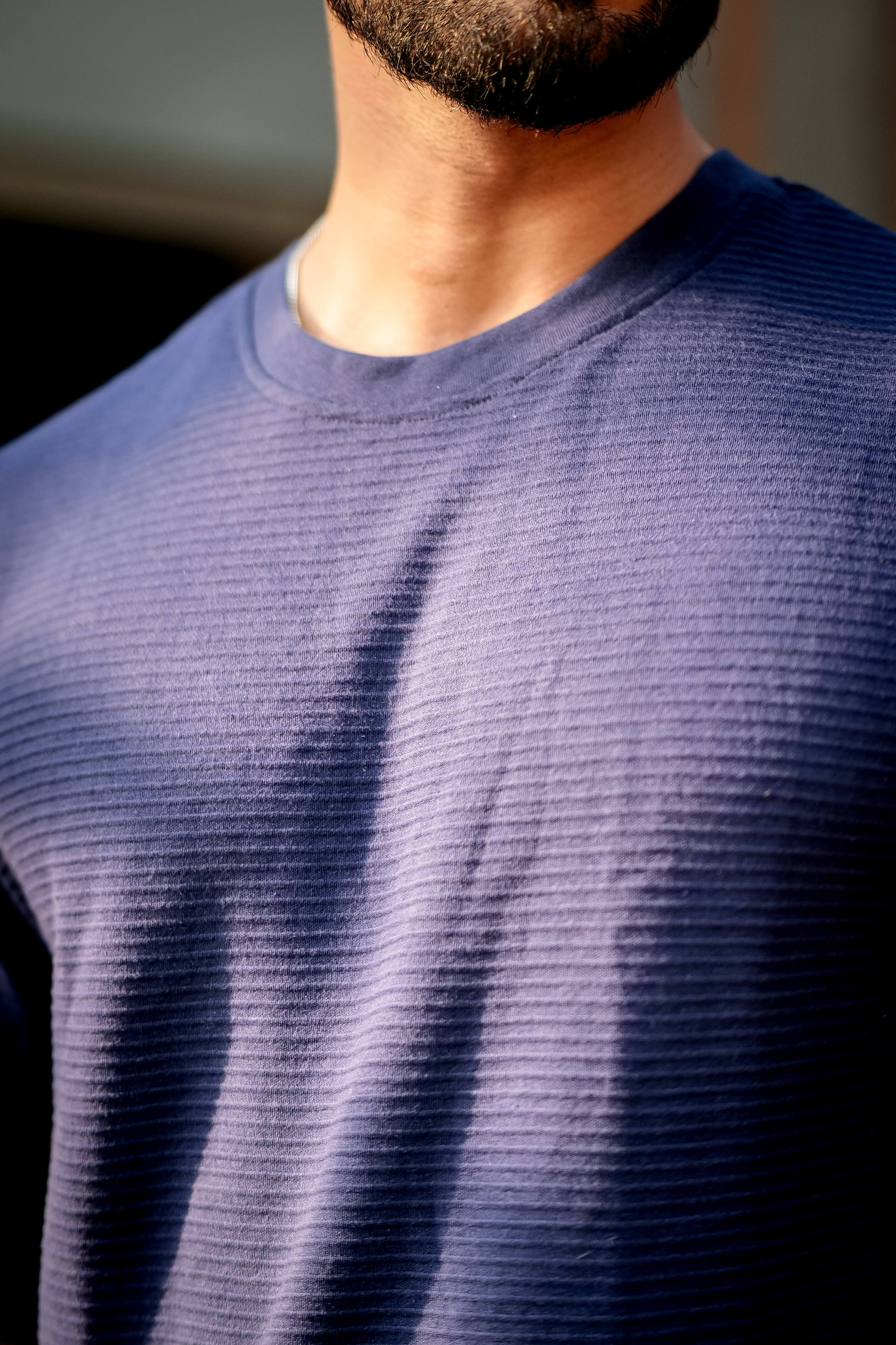 Navy Blue Oversized Cotton (Ottoman) Round Neck T-Shirt