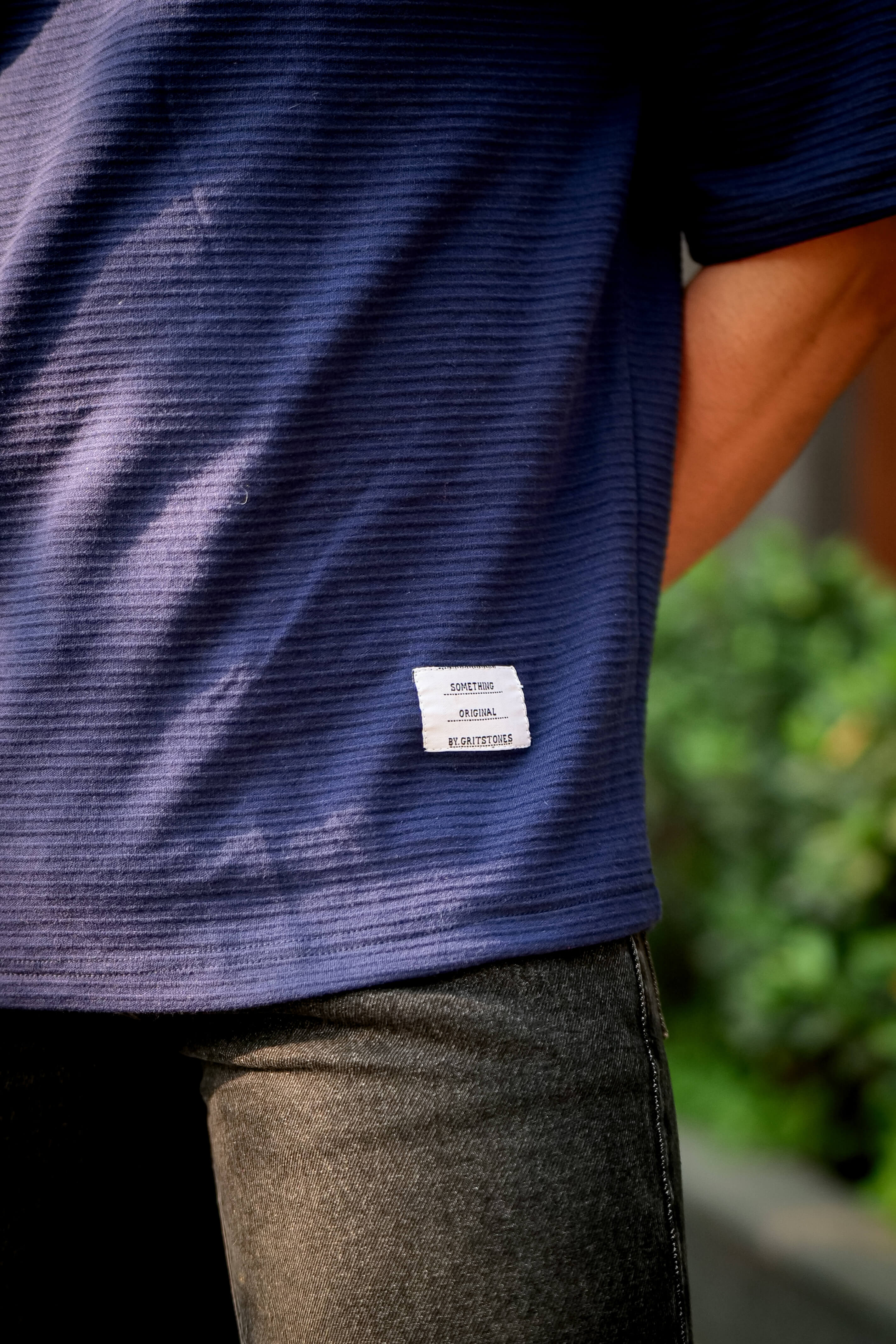 Navy Blue Oversized Cotton (Ottoman) Round Neck T-Shirt