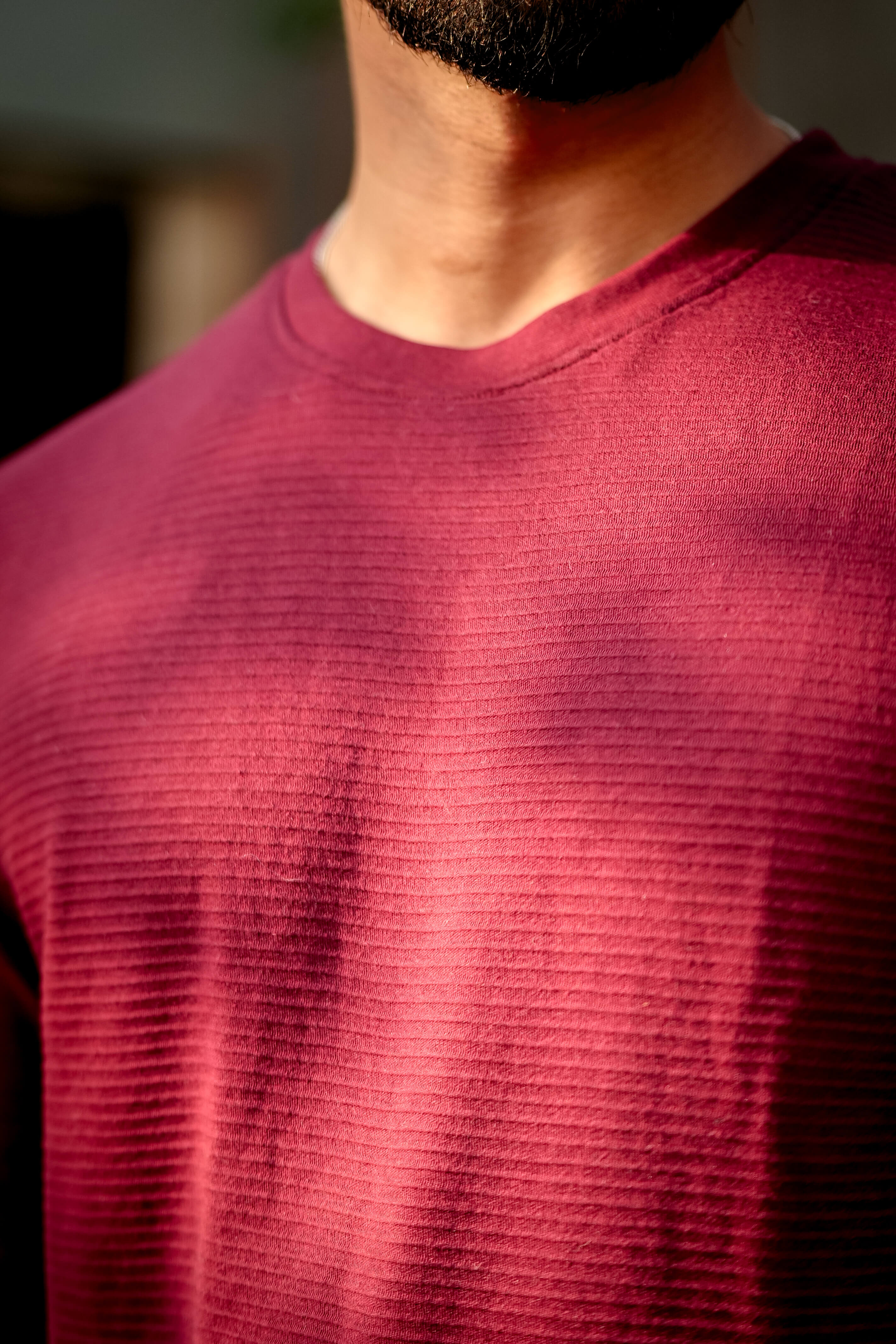 Wine Self Design Oversized Round Neck T-Shirt