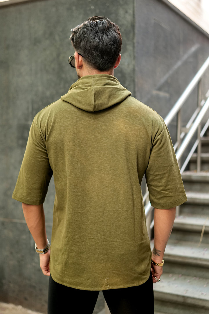 Olive Oversized Hooded T-Shirt