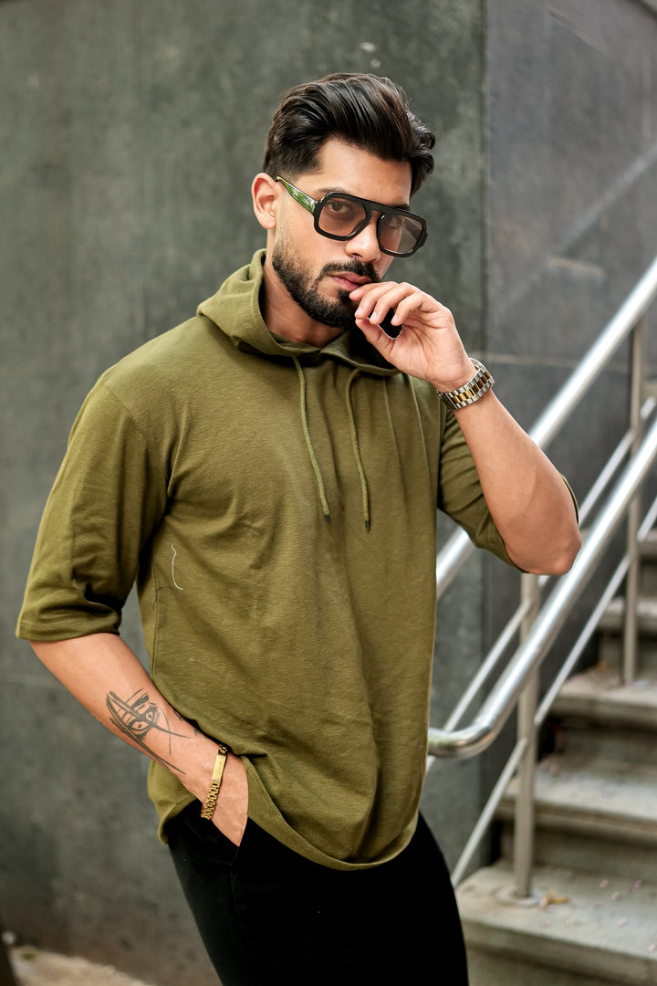 Olive Oversized Hooded T-Shirt