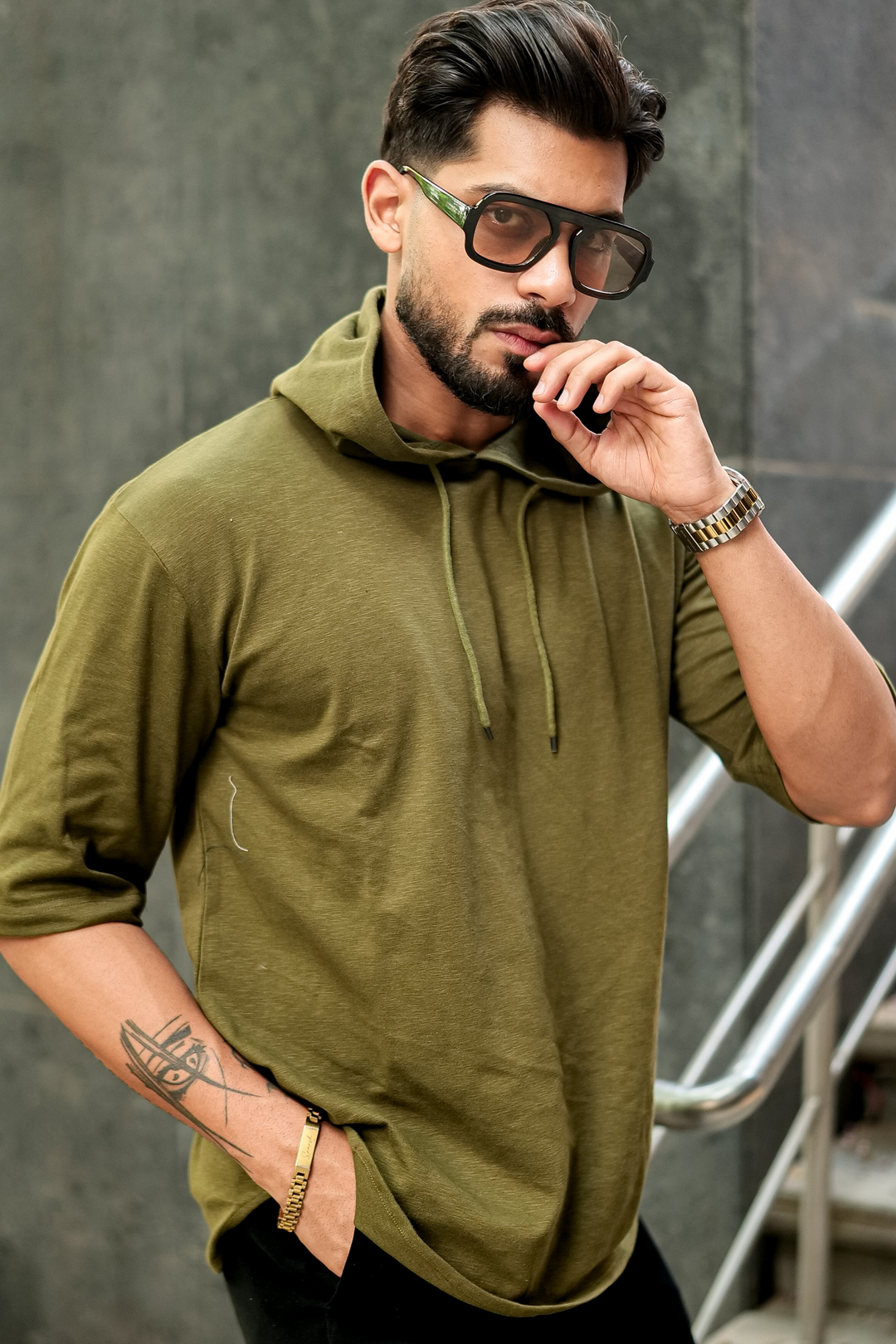 Olive Oversized Hooded T-Shirt
