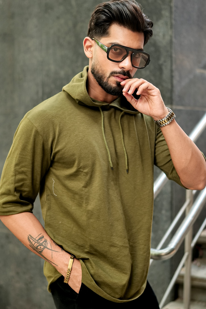 Olive Oversized Hooded T-Shirt