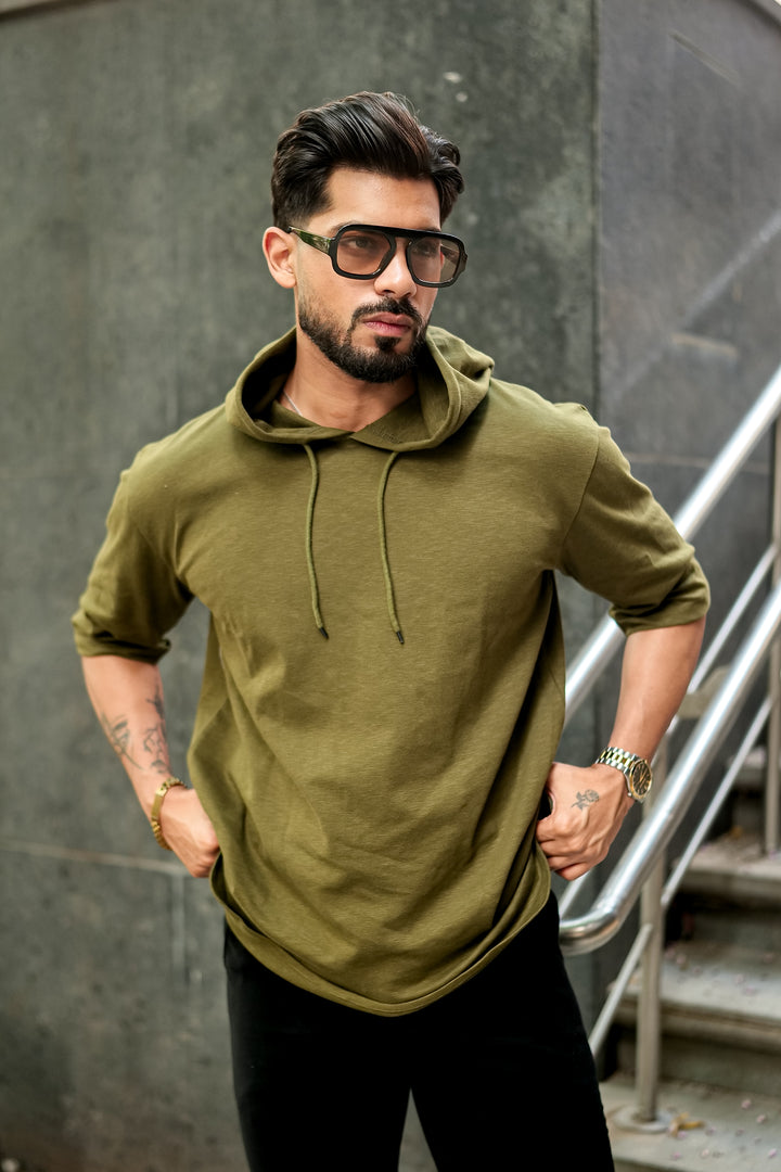 Olive Oversized Hooded T-Shirt