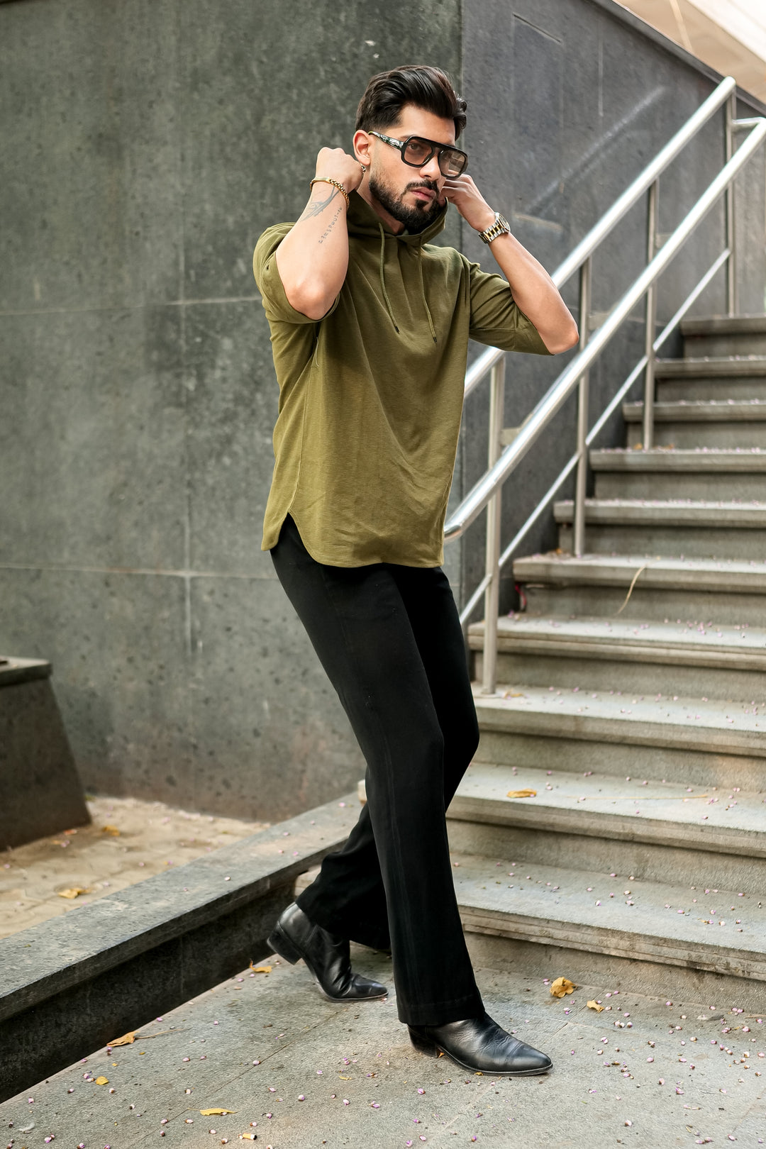 Olive Oversized Hooded T-Shirt