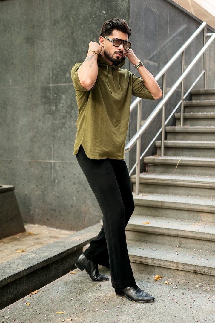 Olive Oversized Hooded T-Shirt