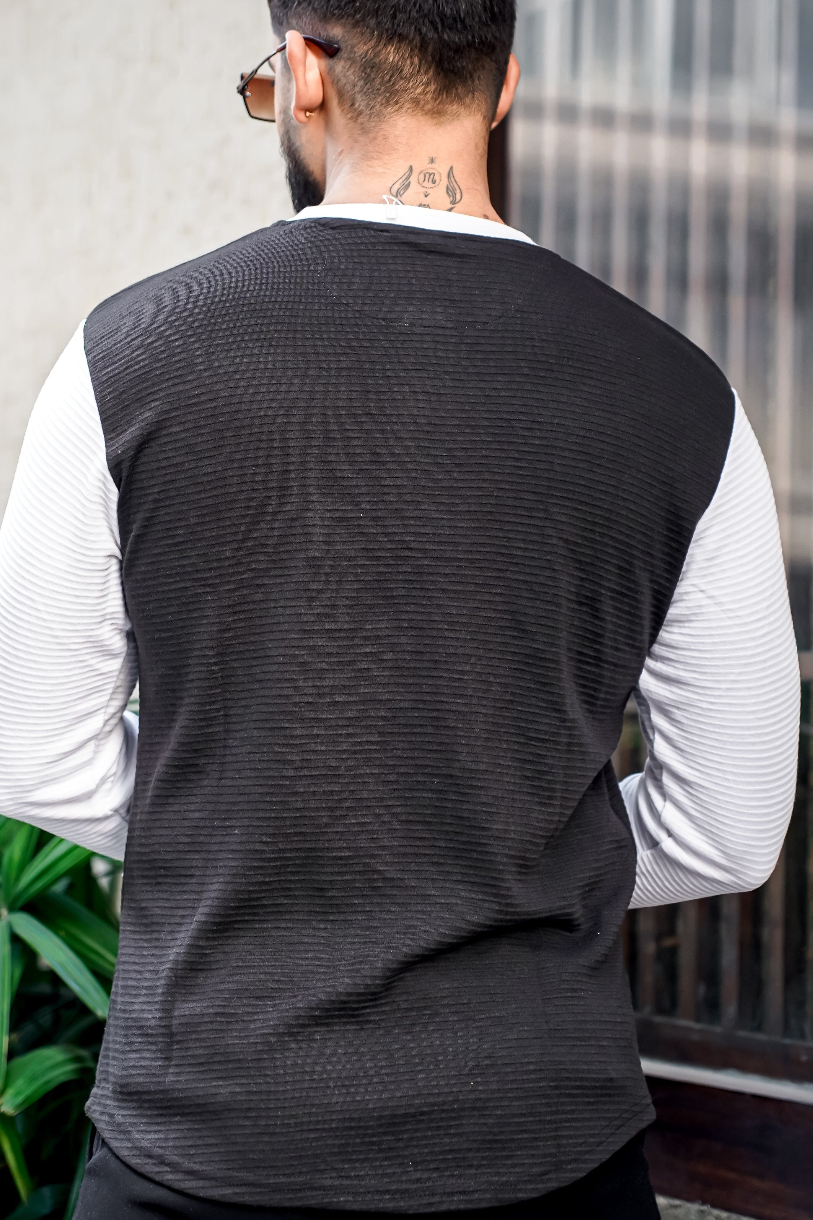 Black Color Block Henley T-Shirt