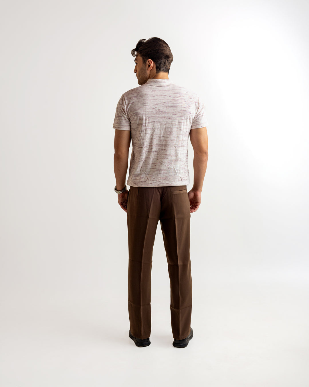 White Self Design Cotton Rib Zipper T-Shirt